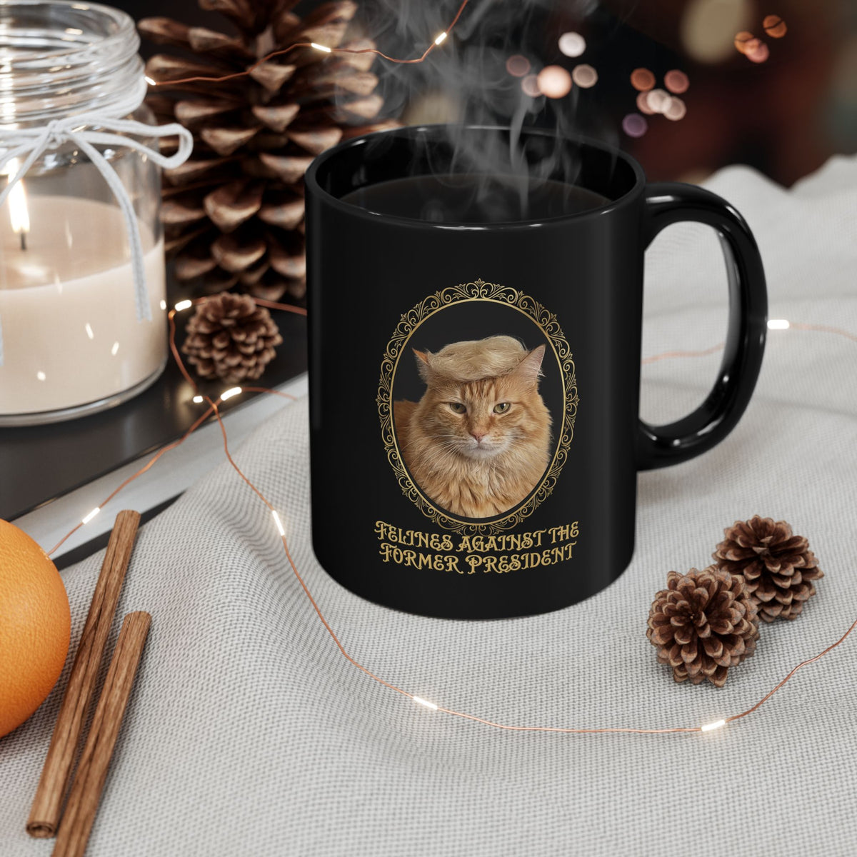 Felines Against The Former President Black Mug