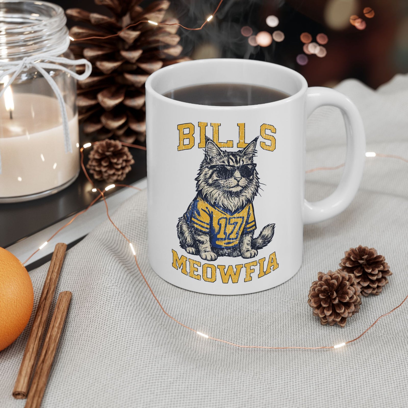 Bills Meowfia Ceramic Mug — Funny Cat Mafia Graphic Mug