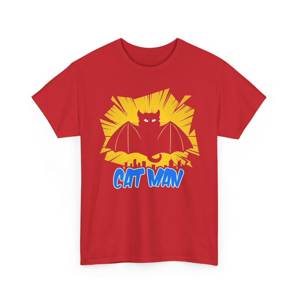 Cat Man T-Shirt — Funny Bat Cat Graphic Tee for Cat Lovers