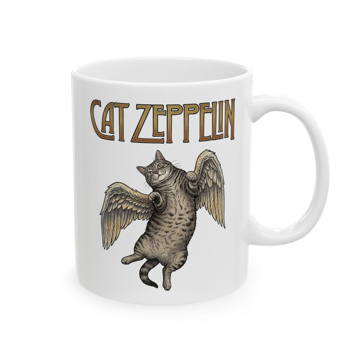 Cat-Zeppelin Ceramic Mug — Whimsical Cat Airship Design
