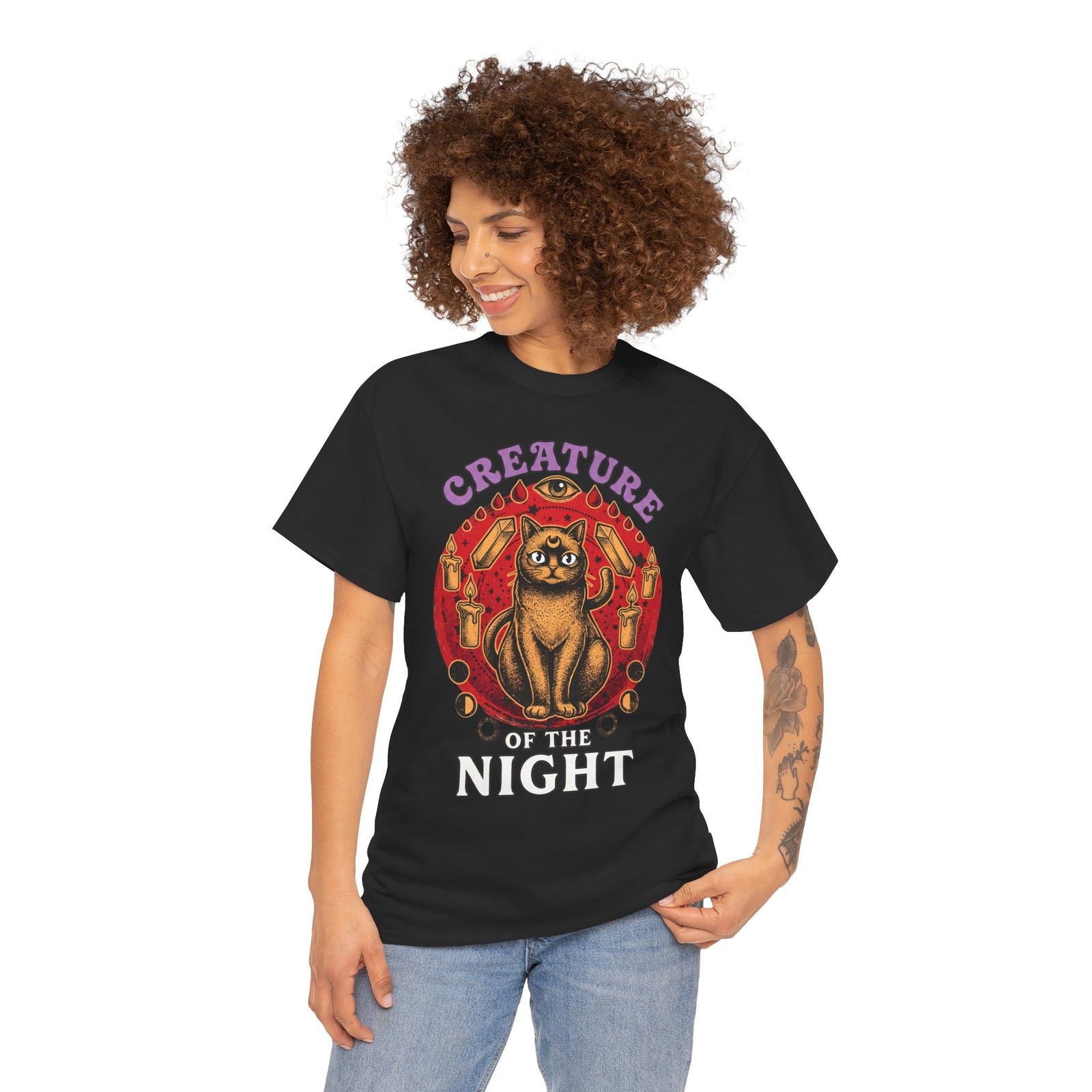 Creature Of The Night Cat T-Shirt — Mystical Occult Black Cat Graphic Tee