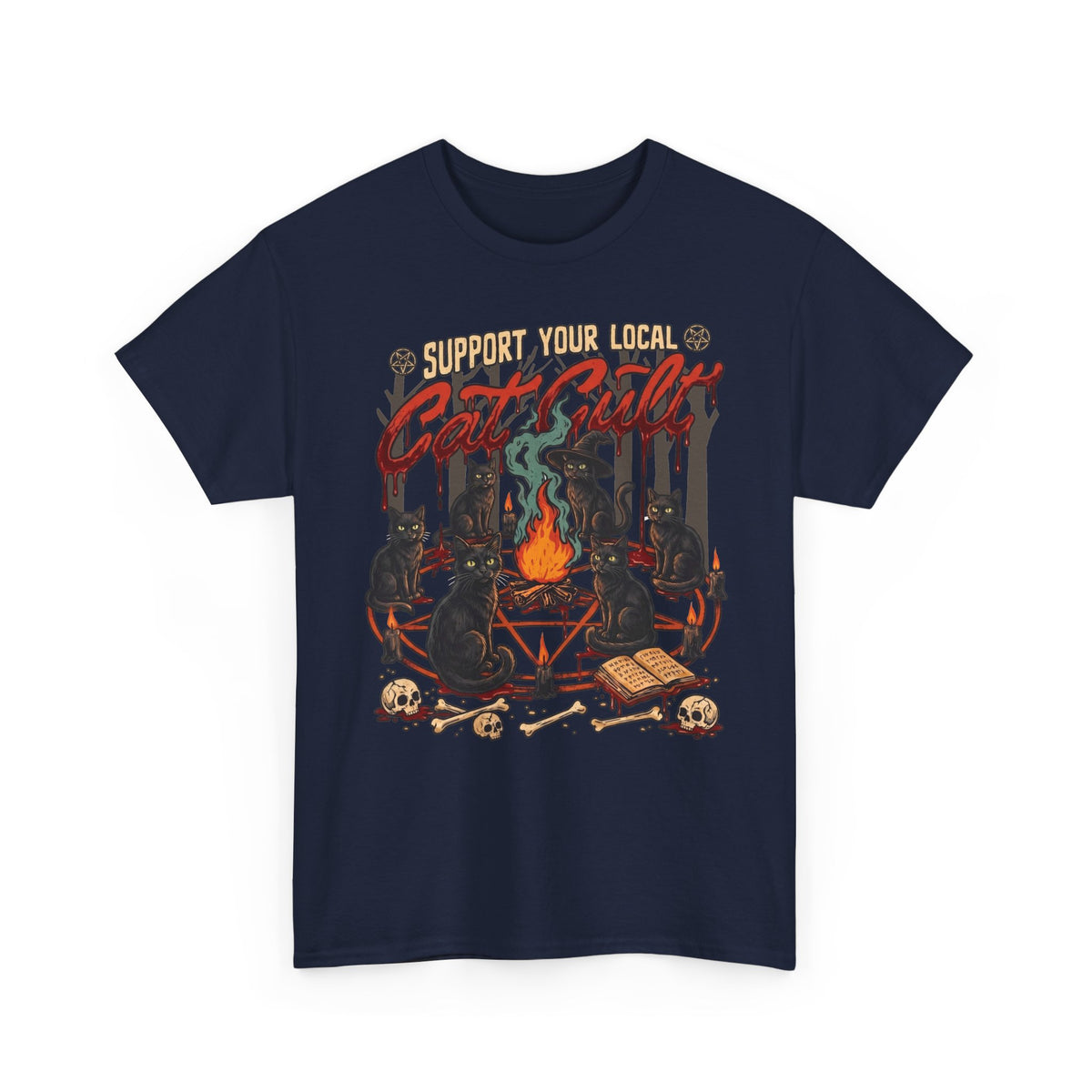 Support Your Local Cat Cult T-Shirt — Witchy Occult Black Cats Tee