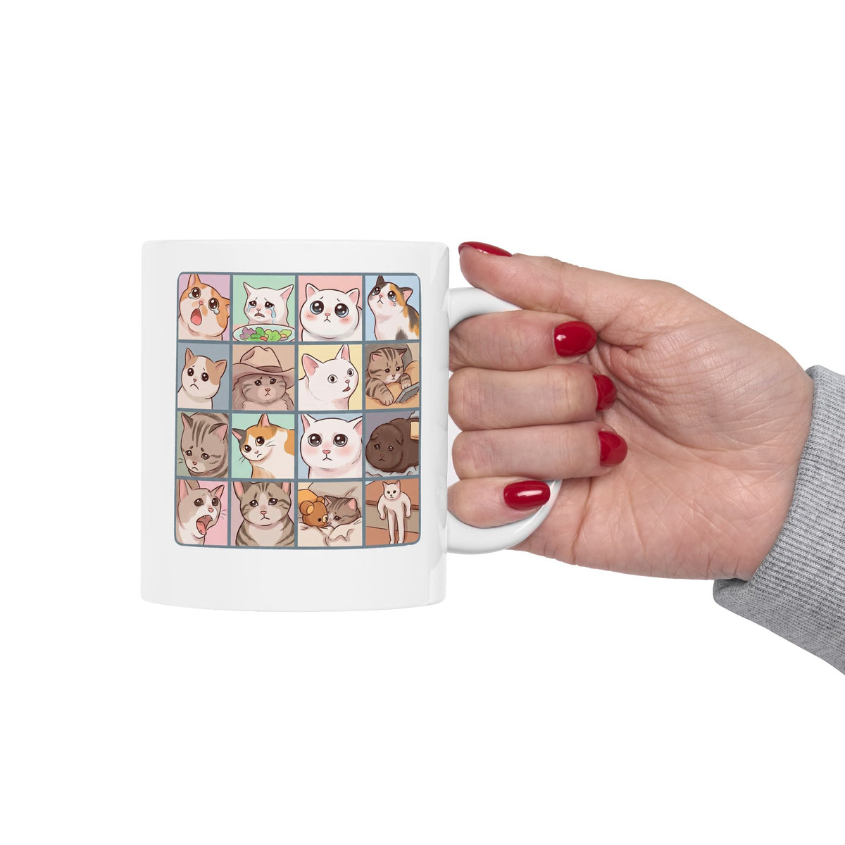 Cat Reactions Mug Funny Cat Memes Ceramic Mug