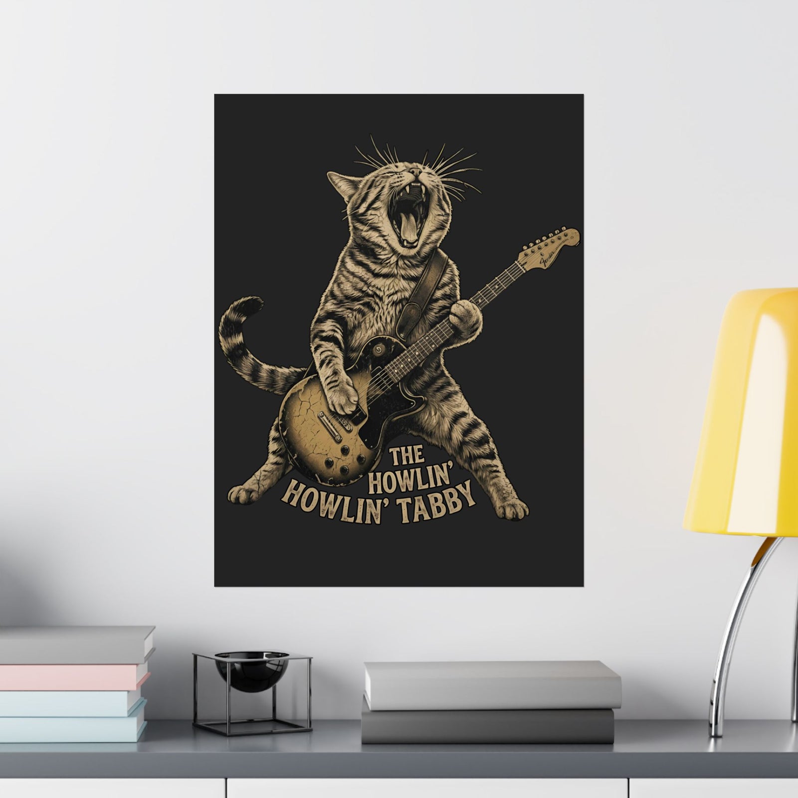Howlin' Howlin' Tabby Poster — Retro Cat Graphic Poster