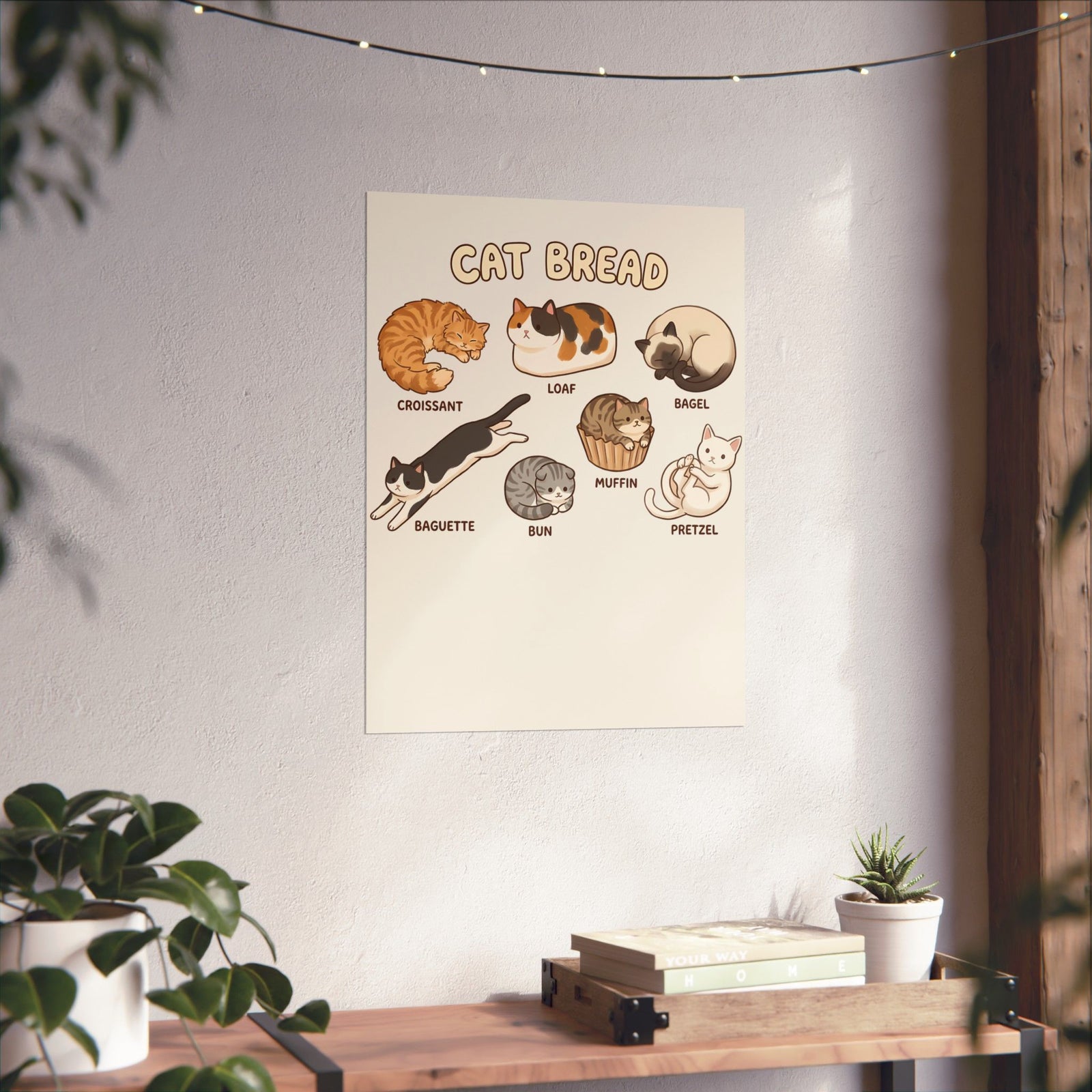 Cats & Breads Poster — Cute Cat and Bread Graphic Poster