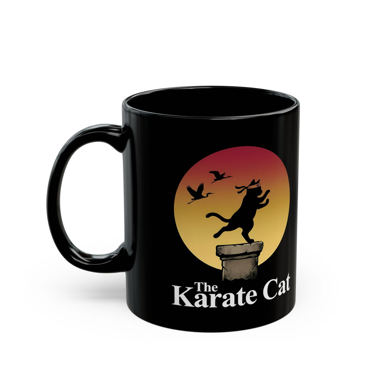 Karate Cat Black Mug — Funny Martial Arts Cat Mug