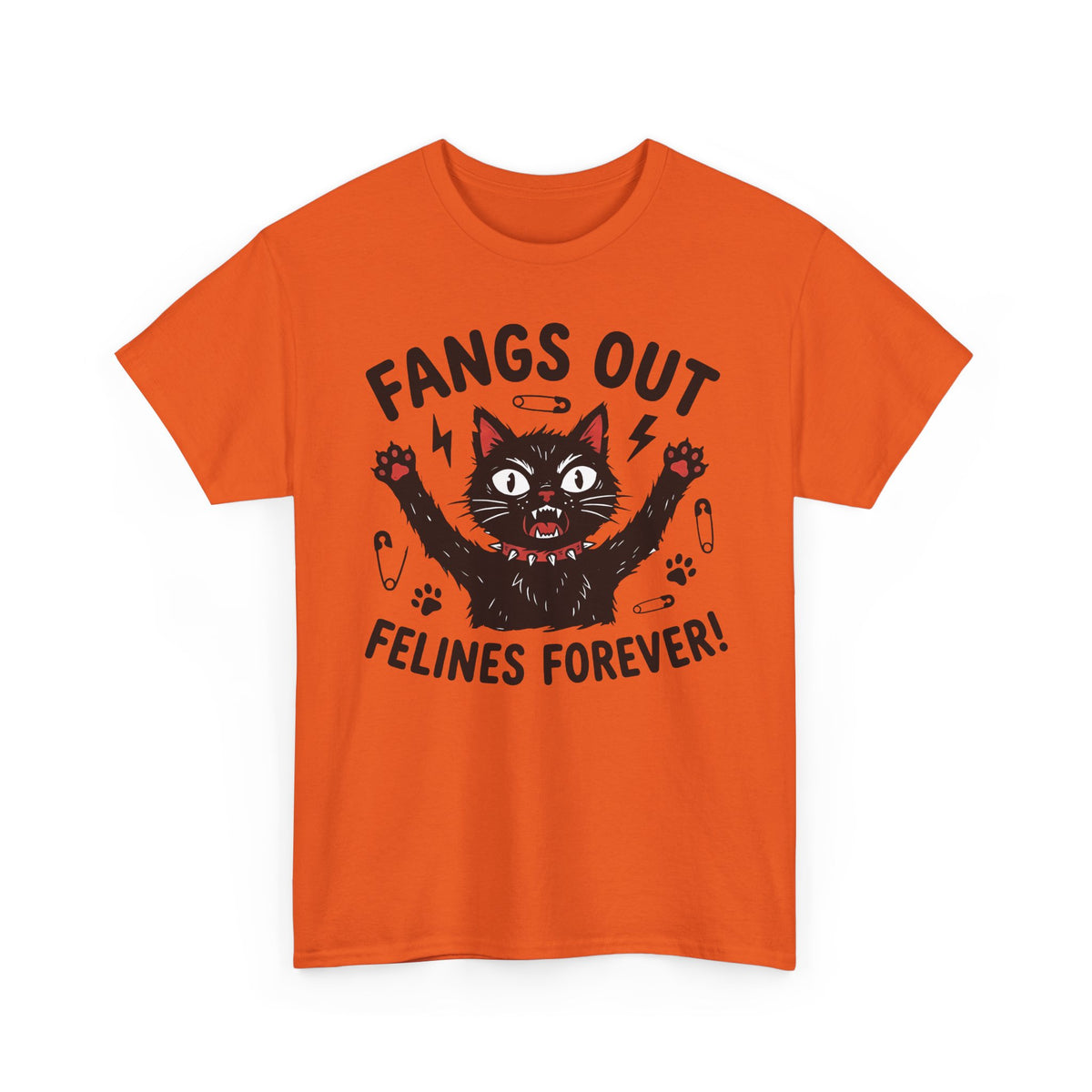 Fangs Out Felines Forever Tee — Cat Lover Graphic T‑Shirt