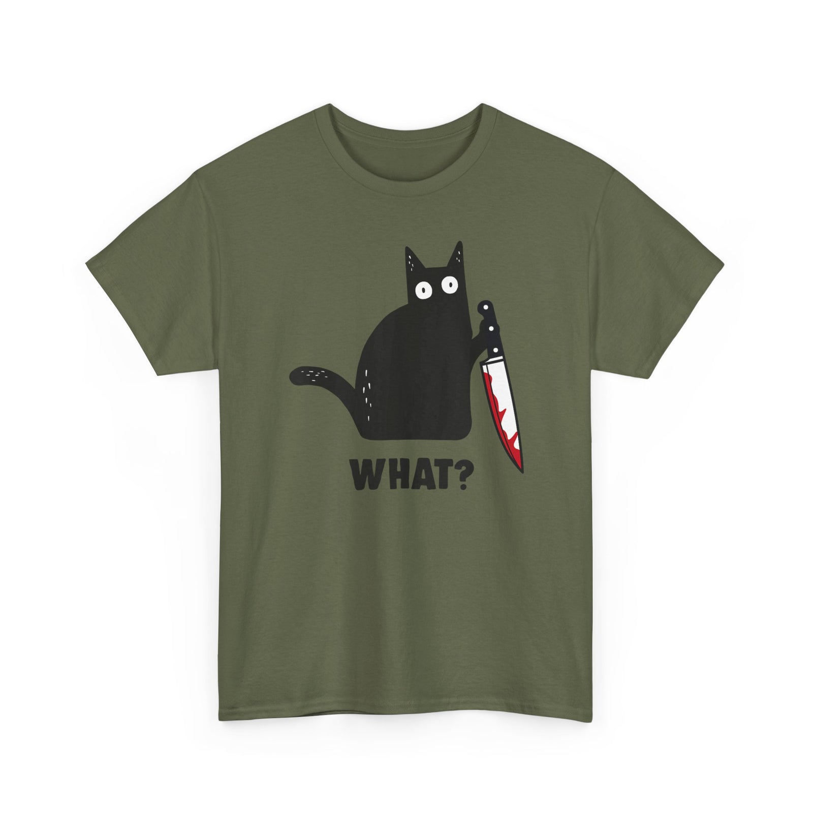 "WHAT?" Cat Funny Horror T‑Shirt