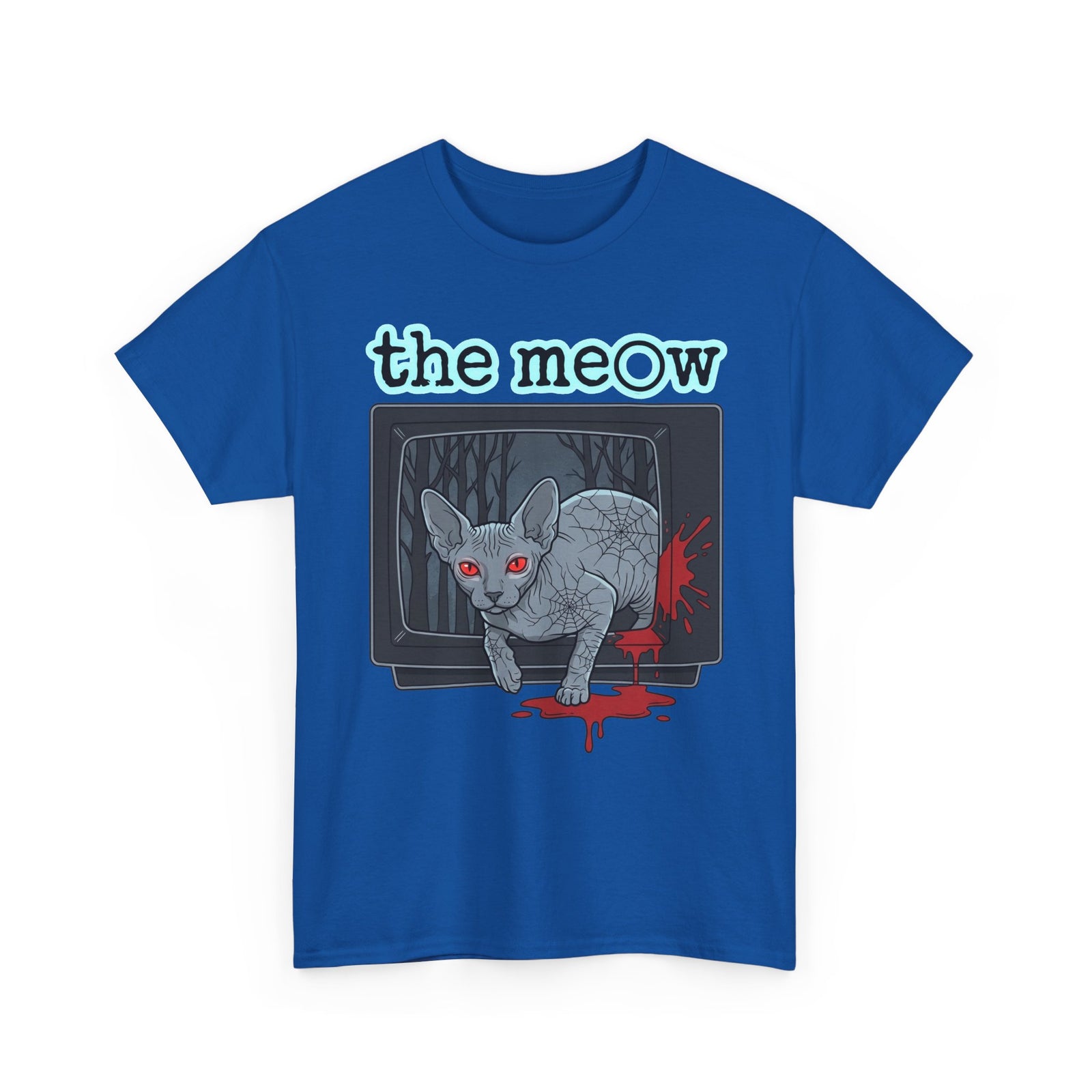 The meow Creepy Cat TV Horror T-Shirt