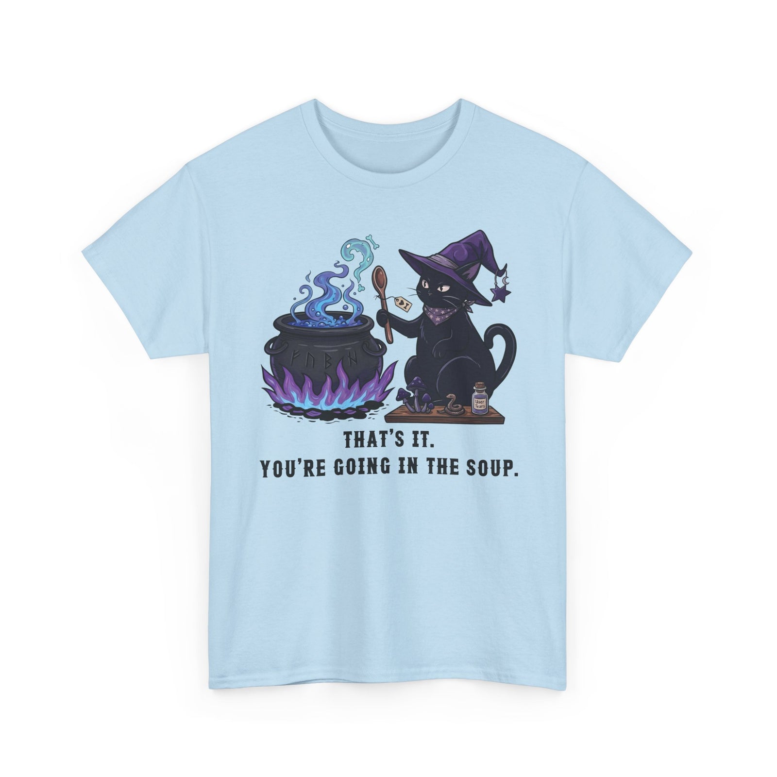 Black Cat “Purrfect Potion” Tee — Witchy Cat Graphic T-Shirt