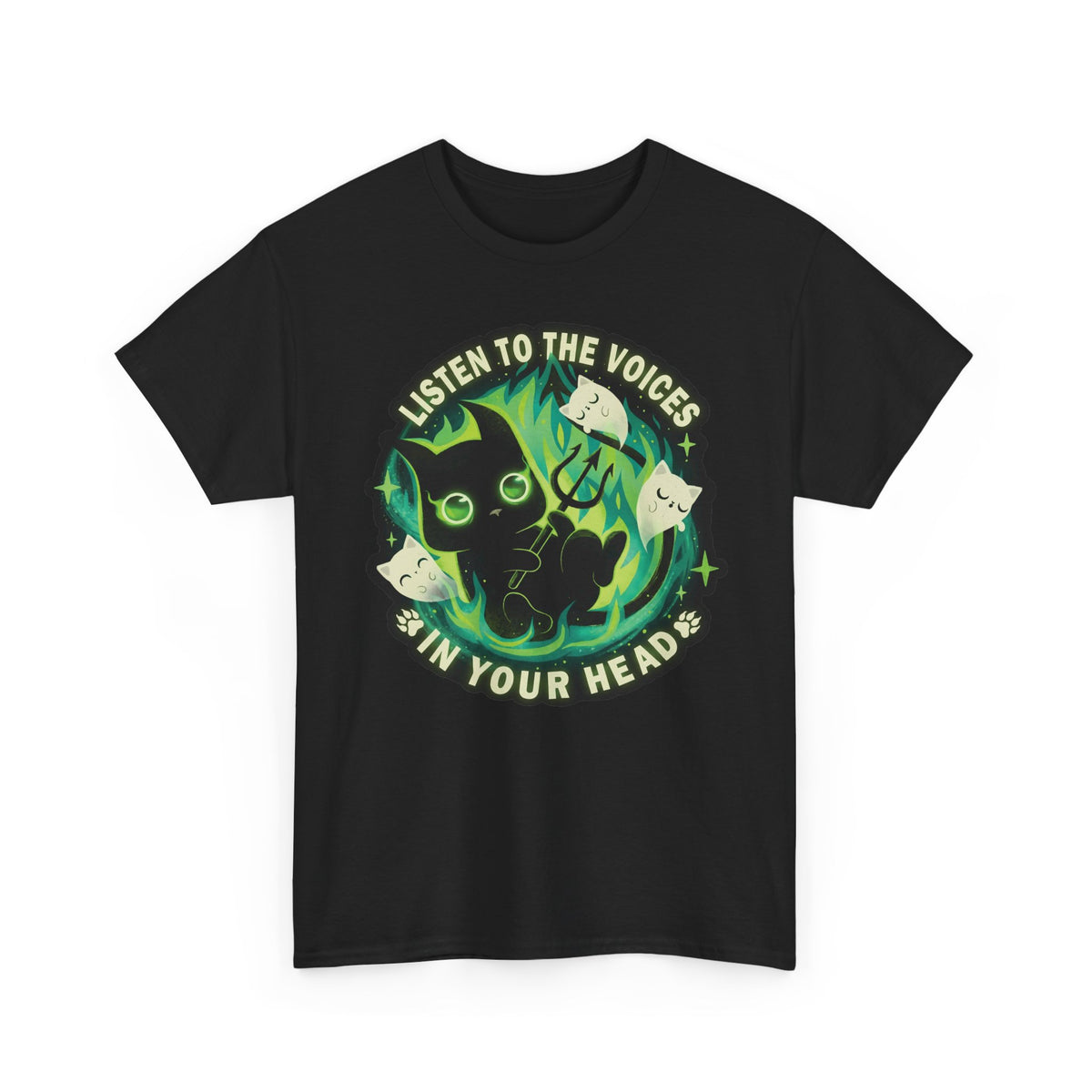 Listen To The Voices In Your Head Devil Cat — Spooky Cute Black Cat Art