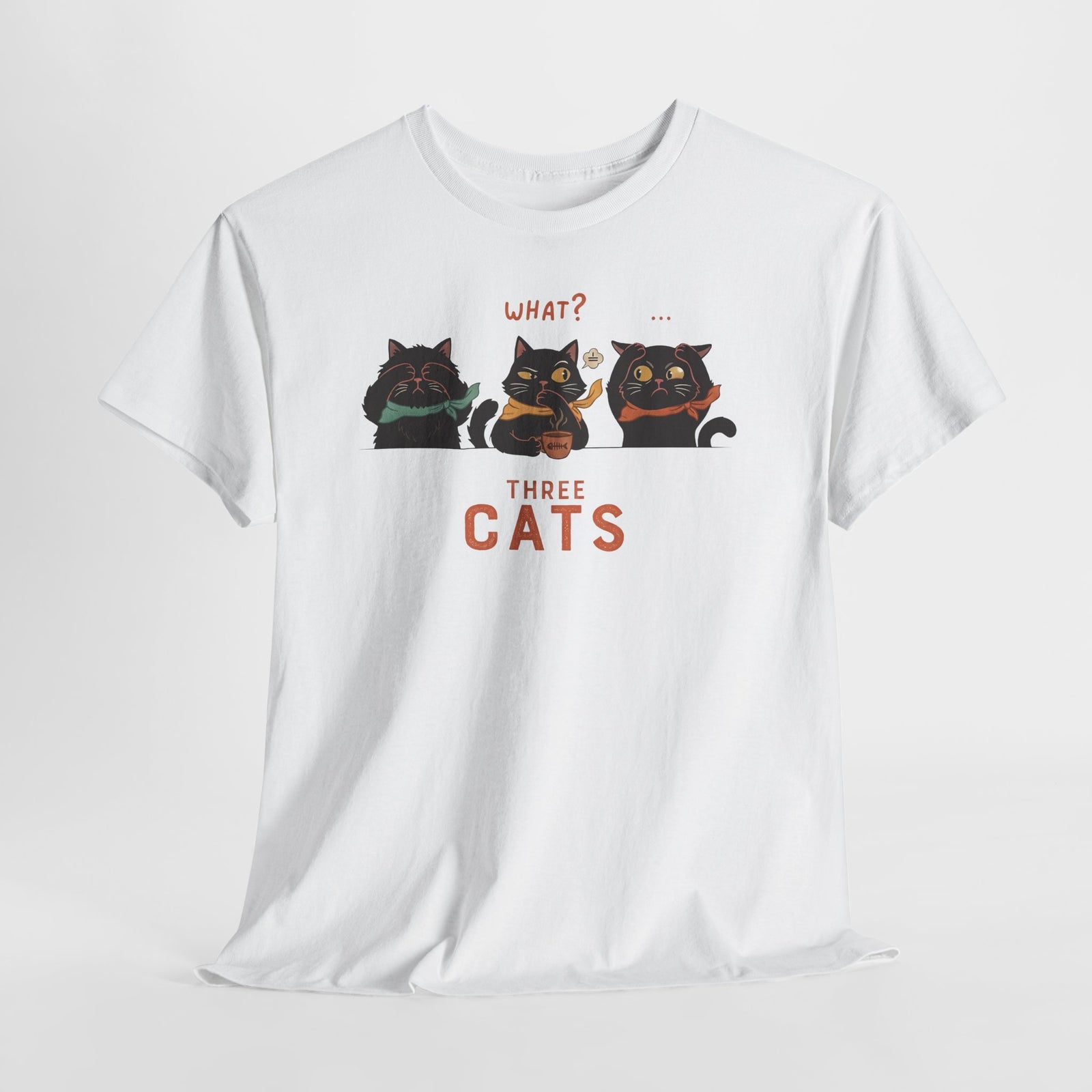 Three Wise Cats T-Shirt — Graphic Tee for Cat Lovers