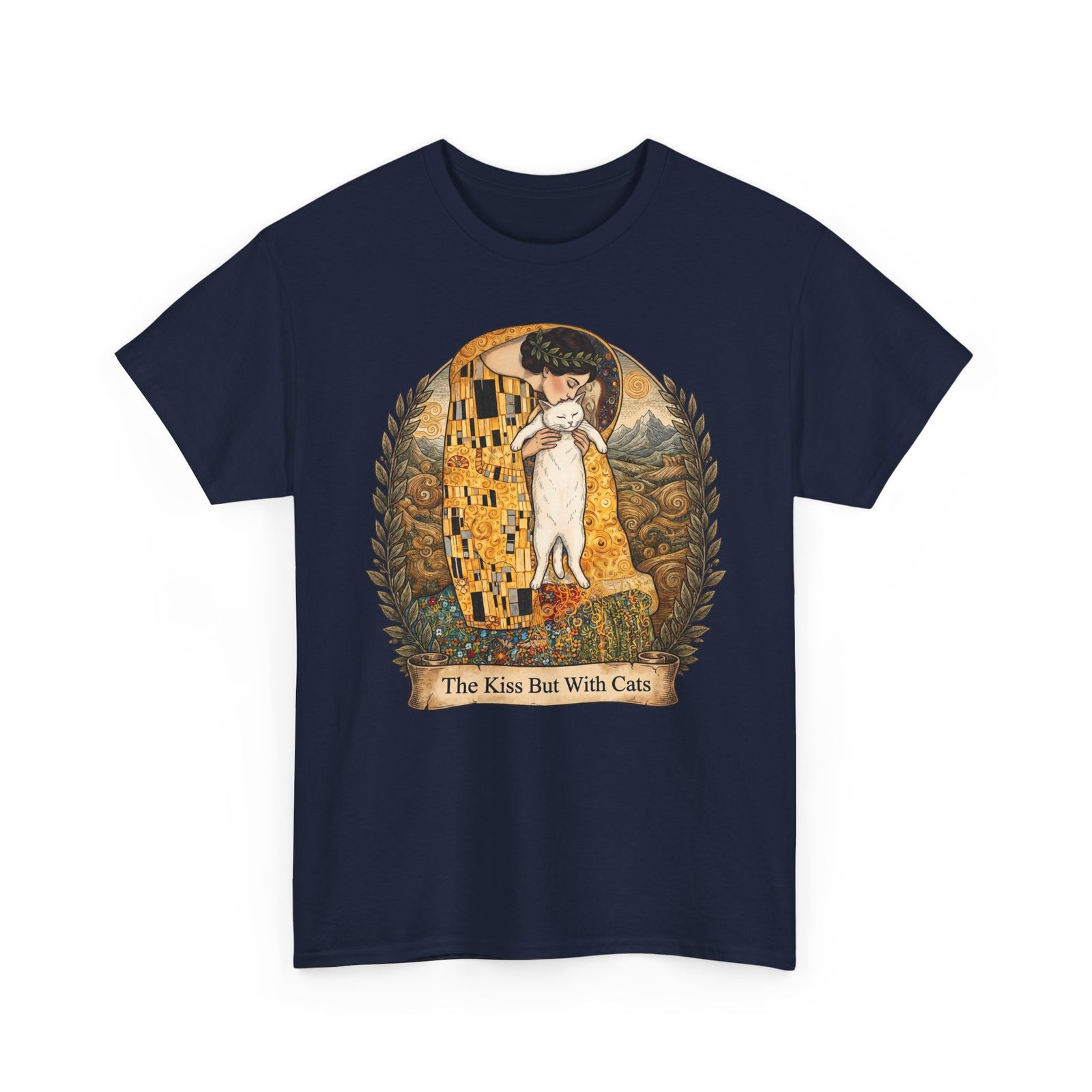 The Kiss But With Cats T-Shirt — Gustav Klimt Fine Art Parody Tee