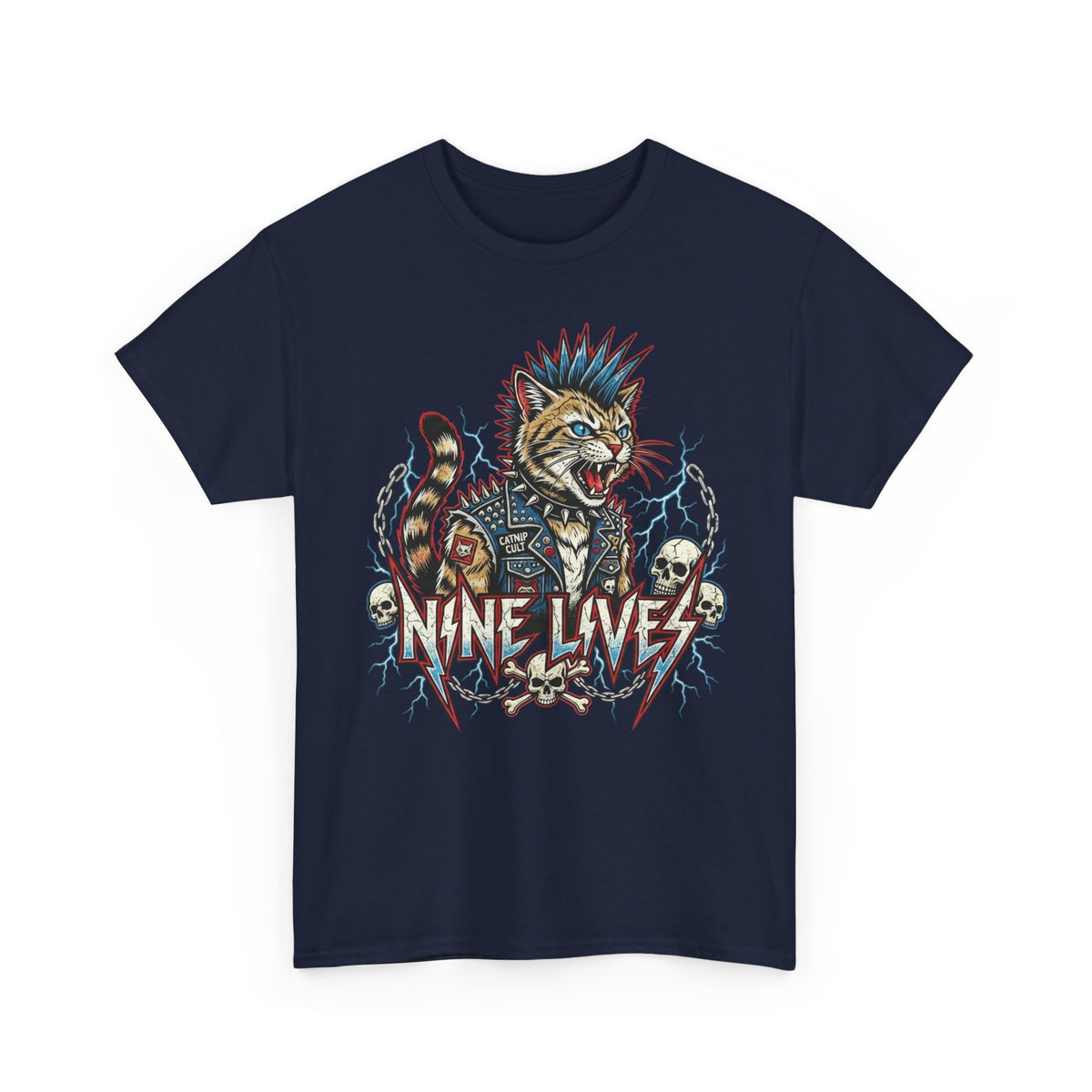 Nine Lives Cat T-Shirt — Retro Feline Graphic Tee