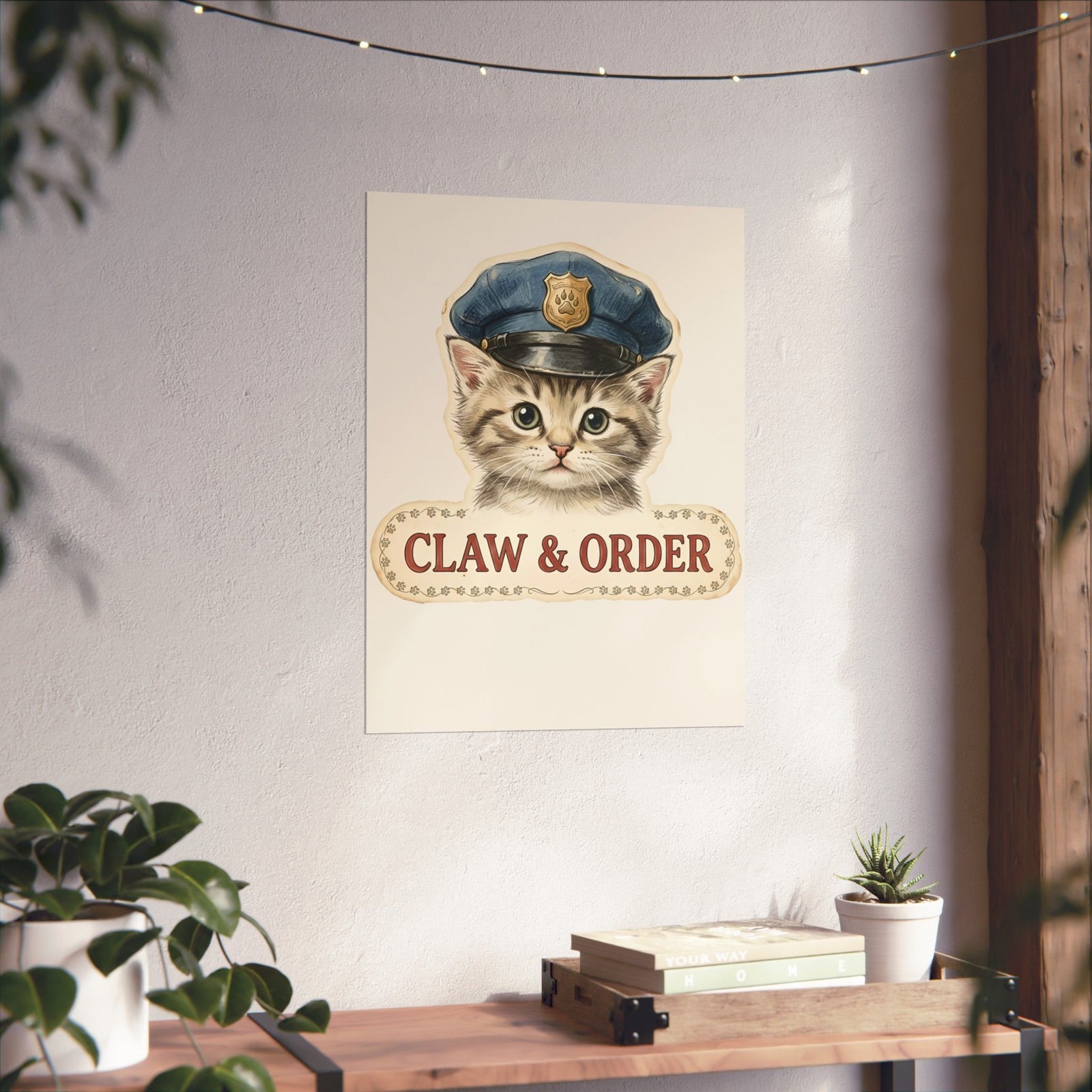 Claw and Order Cat Poster — Funny Cat Crime Pun Poster