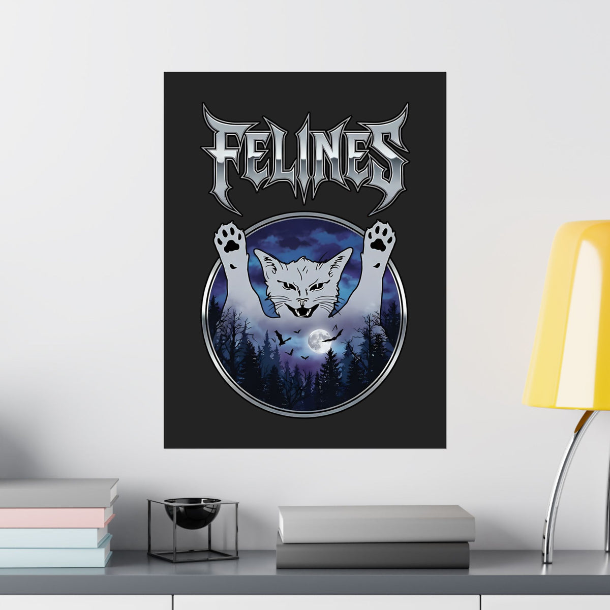Felines Ghost Poster — Spooky Cat Graphic Poster