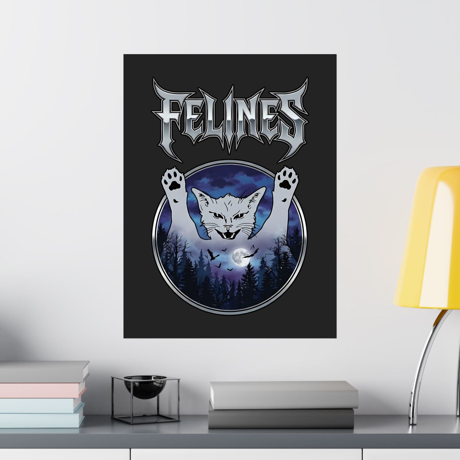 Felines Ghost Poster — Spooky Cat Graphic Poster