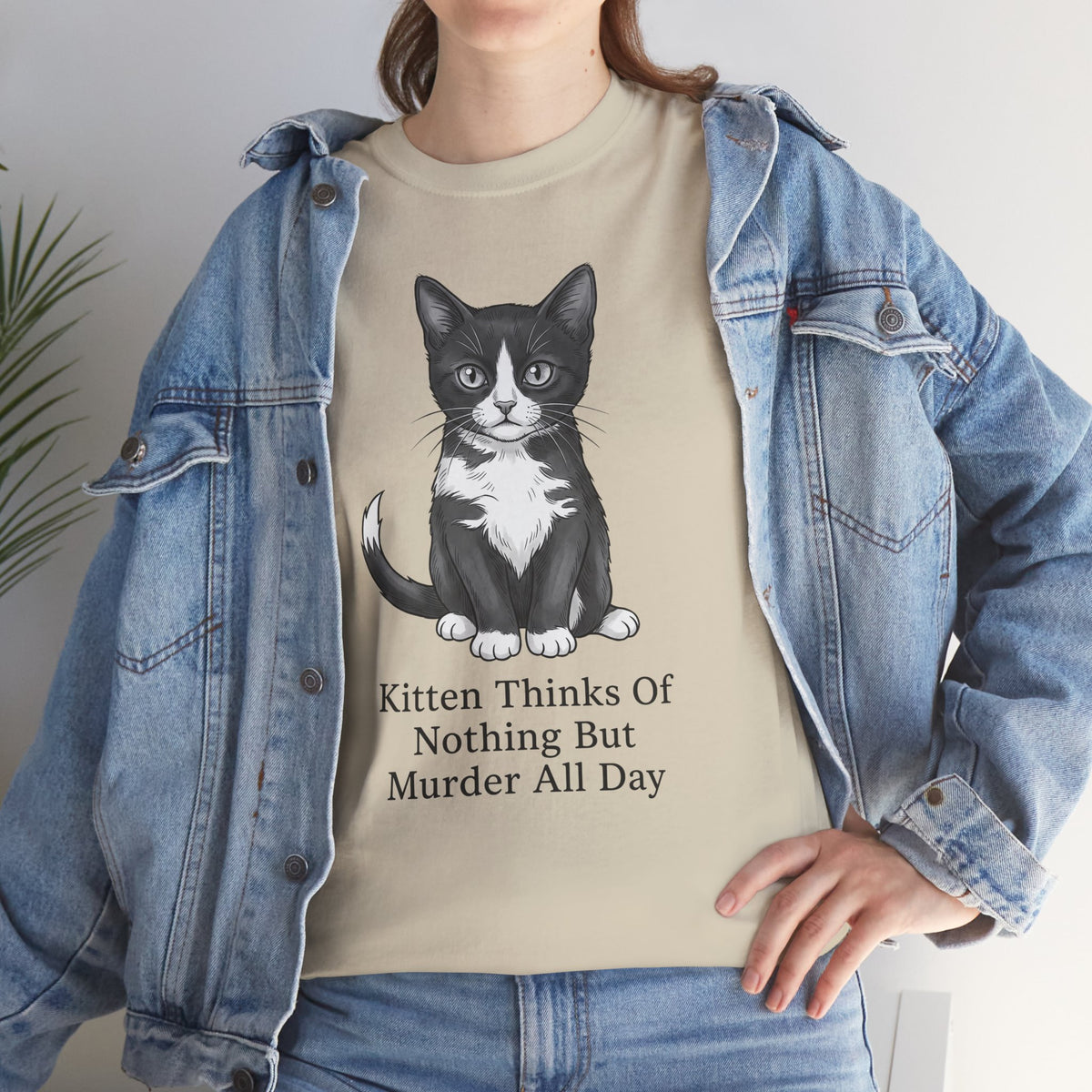 Kitten Thinks Of Nothing But Murder All Day T-Shirt — Funny Dark Humor Cat Tee