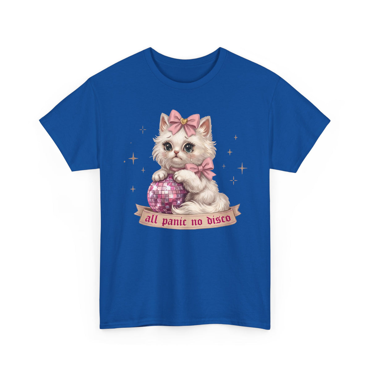All Panic No Disco T-Shirt — Crying Kitten Pink Disco Ball Tee