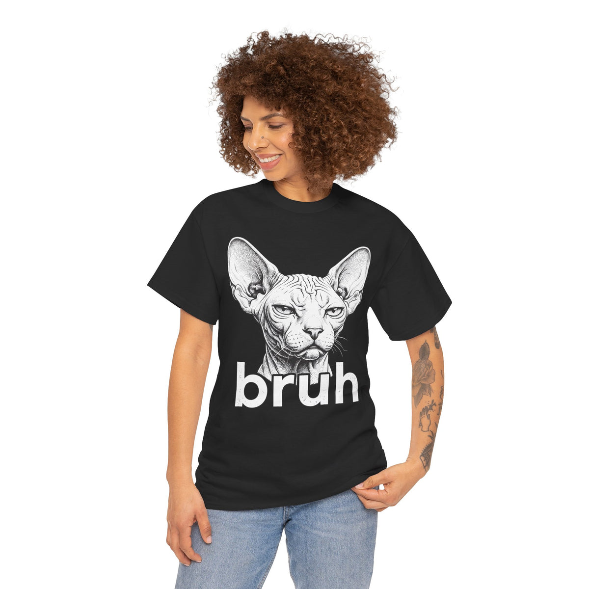 Bruh Sphynx Cat T-Shirt — Funny Unimpressed Hairless Cat Meme Tee