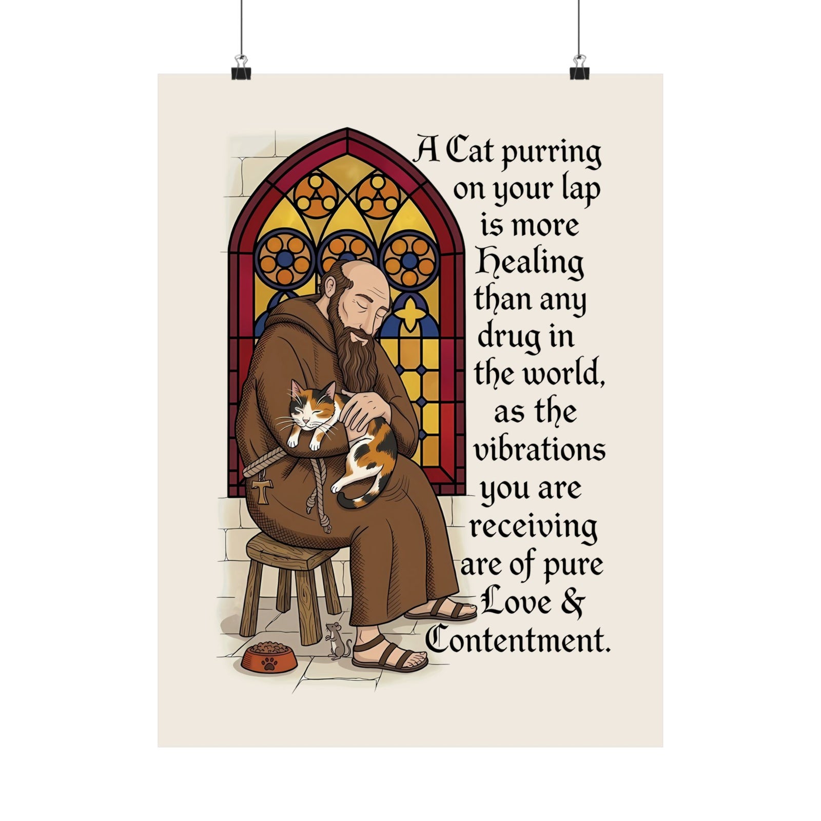 Saint Anthony the Abbot Poster — Patron Saint of Animals with Cats Graphic