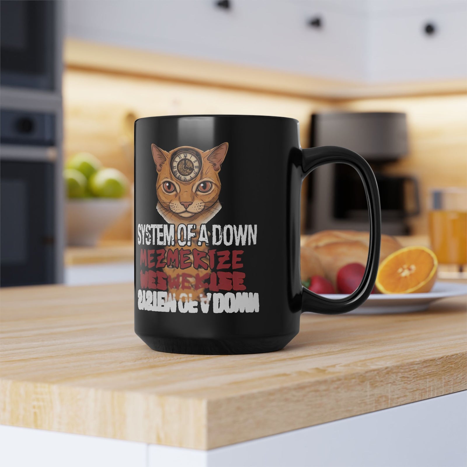System Of A Down "Mezmerize" Cat Black Mug