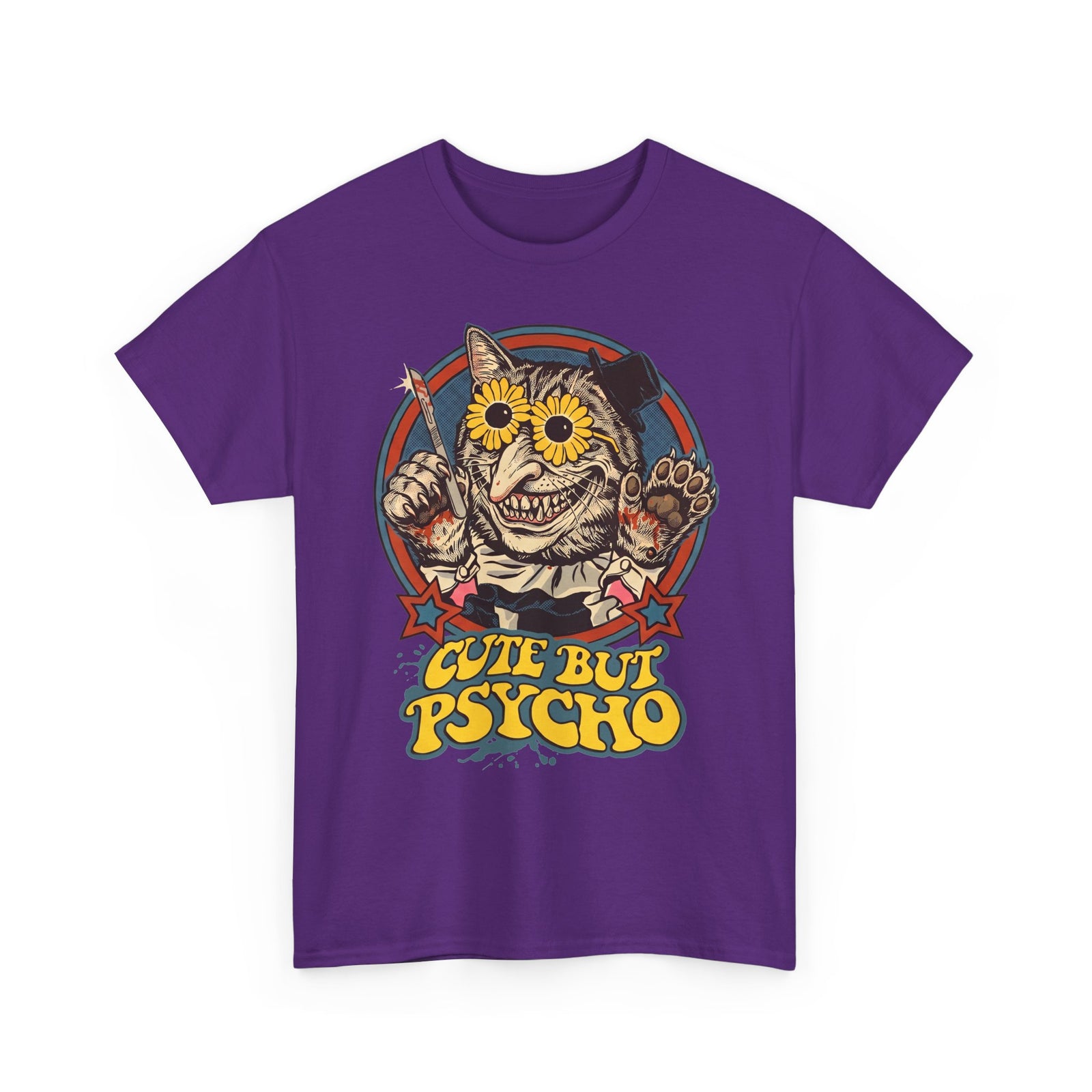 Cute But Psycho Cat T-Shirt — Creepy Vintage Horror Feline Tee