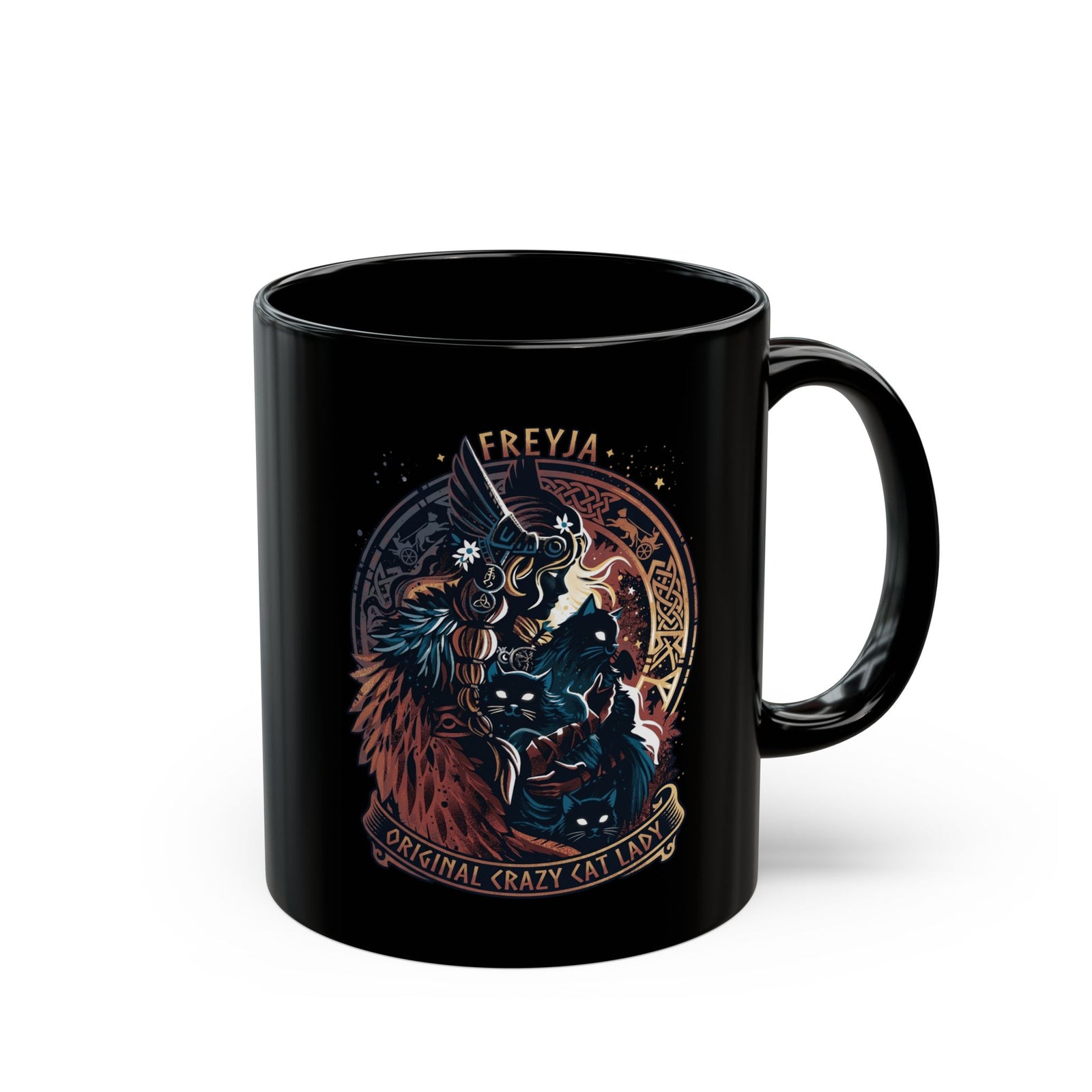 Crazy Cat Lady Black Mug — Freyja Original Cat Lover Mug