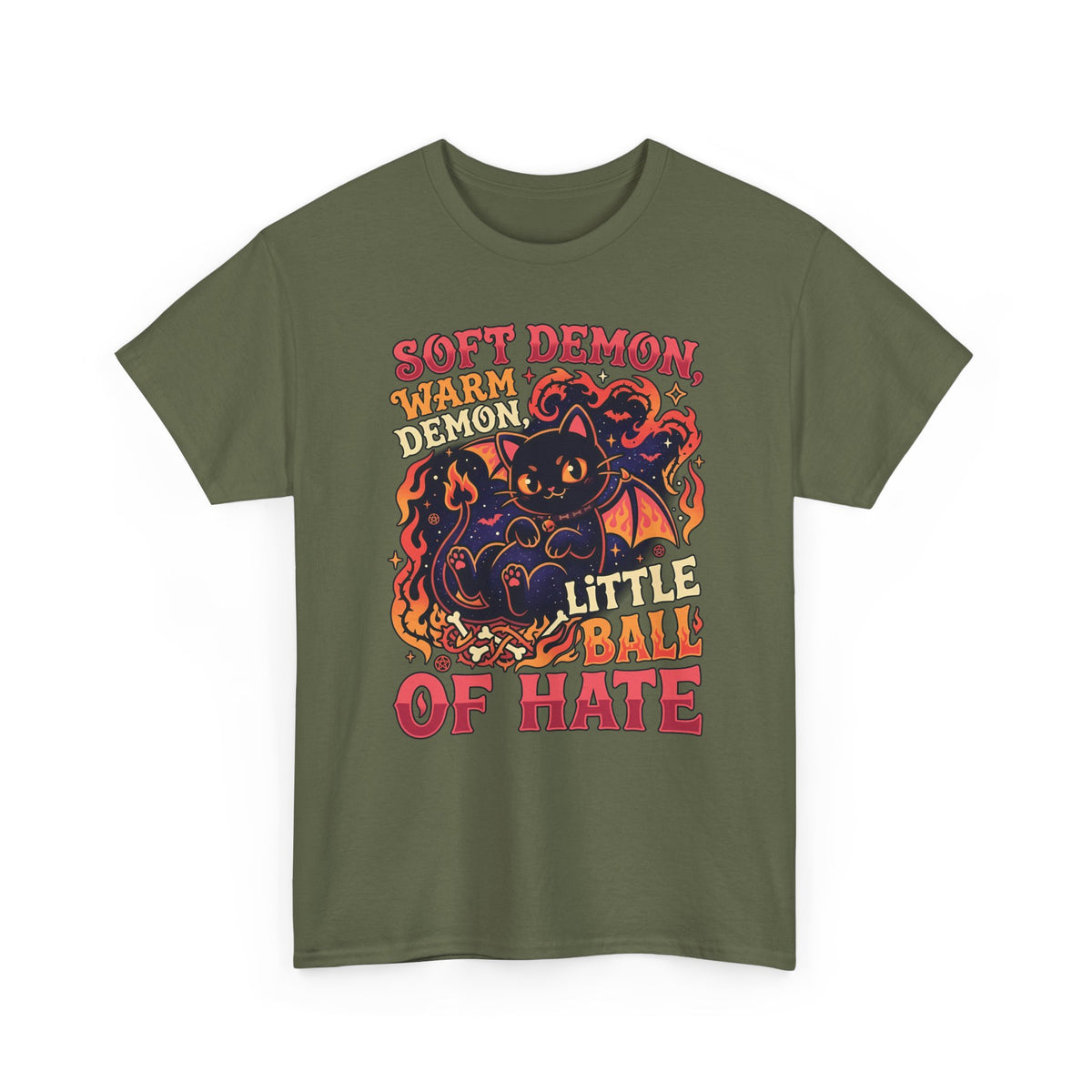 Soft Demon Cat T-Shirt — "Little Ball of Hate" Cute Demon Kitty Tee