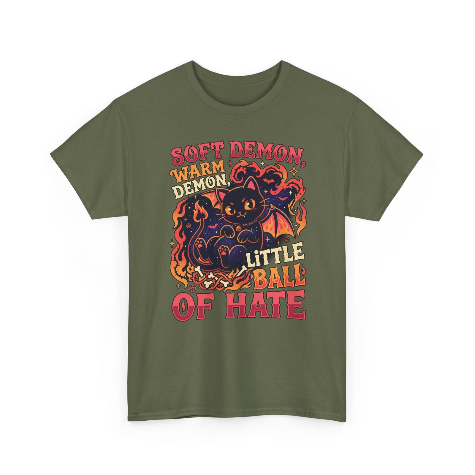 Soft Demon Cat T-Shirt — "Little Ball of Hate" Cute Demon Kitty Tee