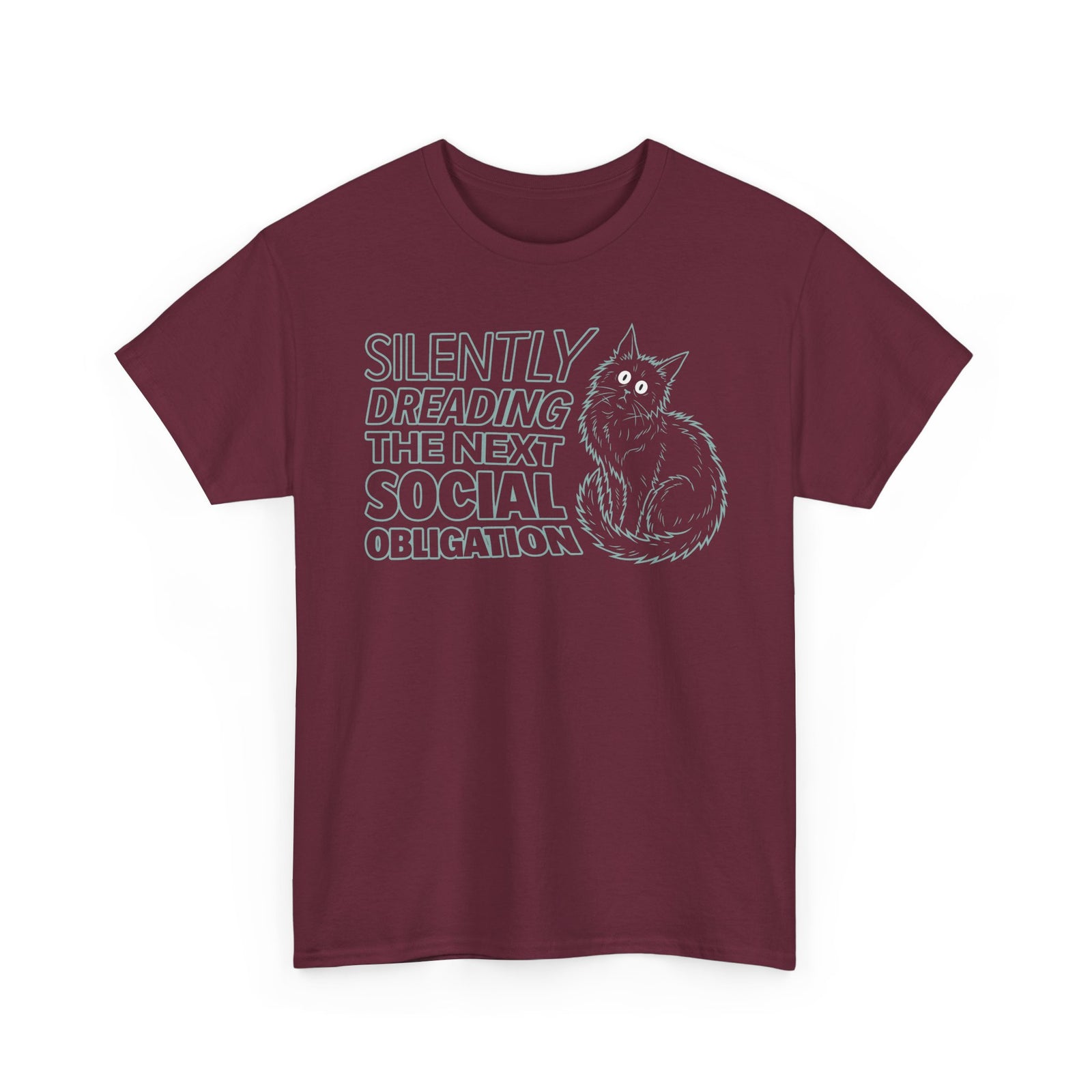 Introvert Cat T-Shirt — "Silently Dreading the Next Social Obligation"
