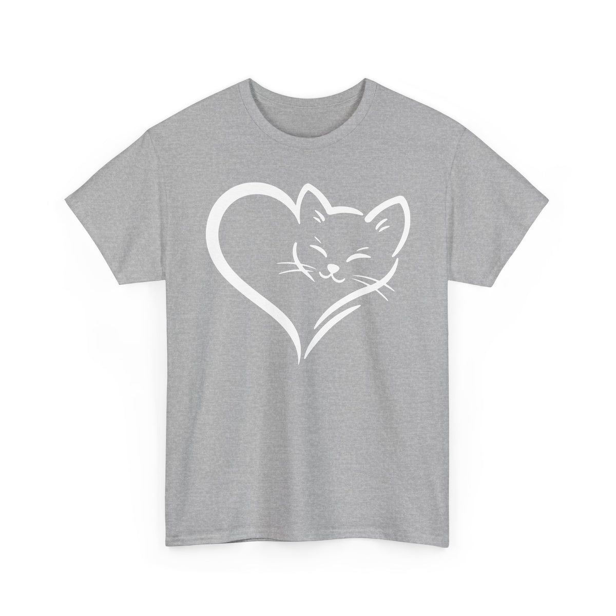 Cute Cat Heart T-Shirt - Cat Lover Gift - Adorable Cat Silhouette Tee