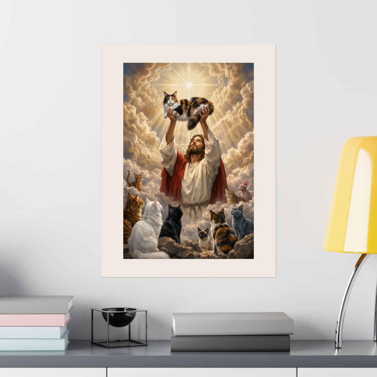 Jesus With Cats Poster — Christian Cat Lover Poster