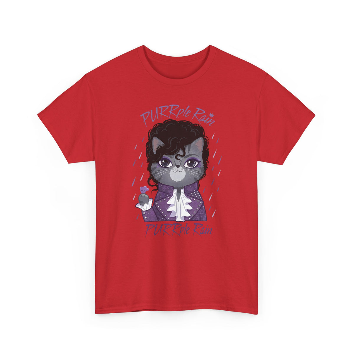 Purrple Rain Cat Parody T-Shirt — Cute Cat 'Purrple Rain' Graphic Tee