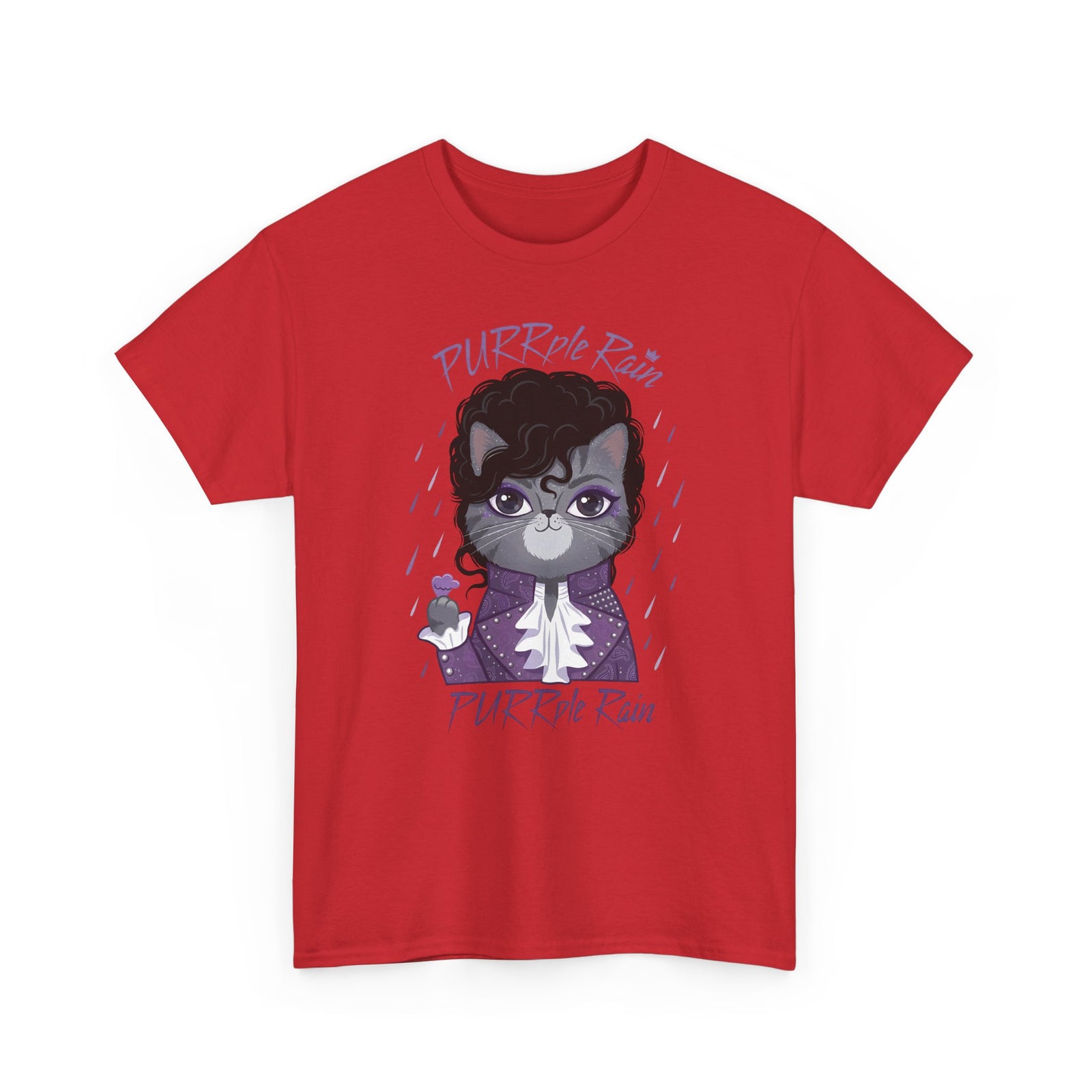 Purrple Rain Cat Parody T-Shirt — Cute Cat 'Purrple Rain' Graphic Tee