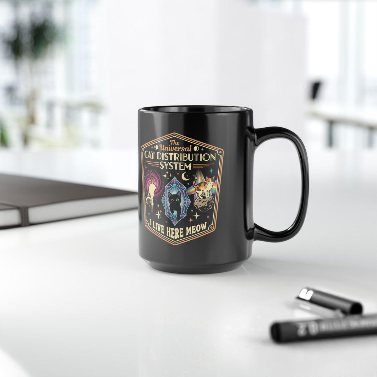 The Universal CAT DISTRIBUTION SYSTEM Black Mug