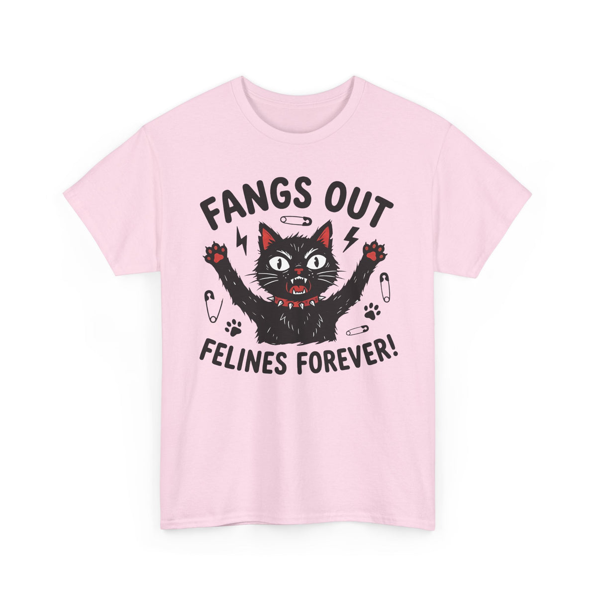 Fangs Out Felines Forever Tee — Cat Lover Graphic T‑Shirt