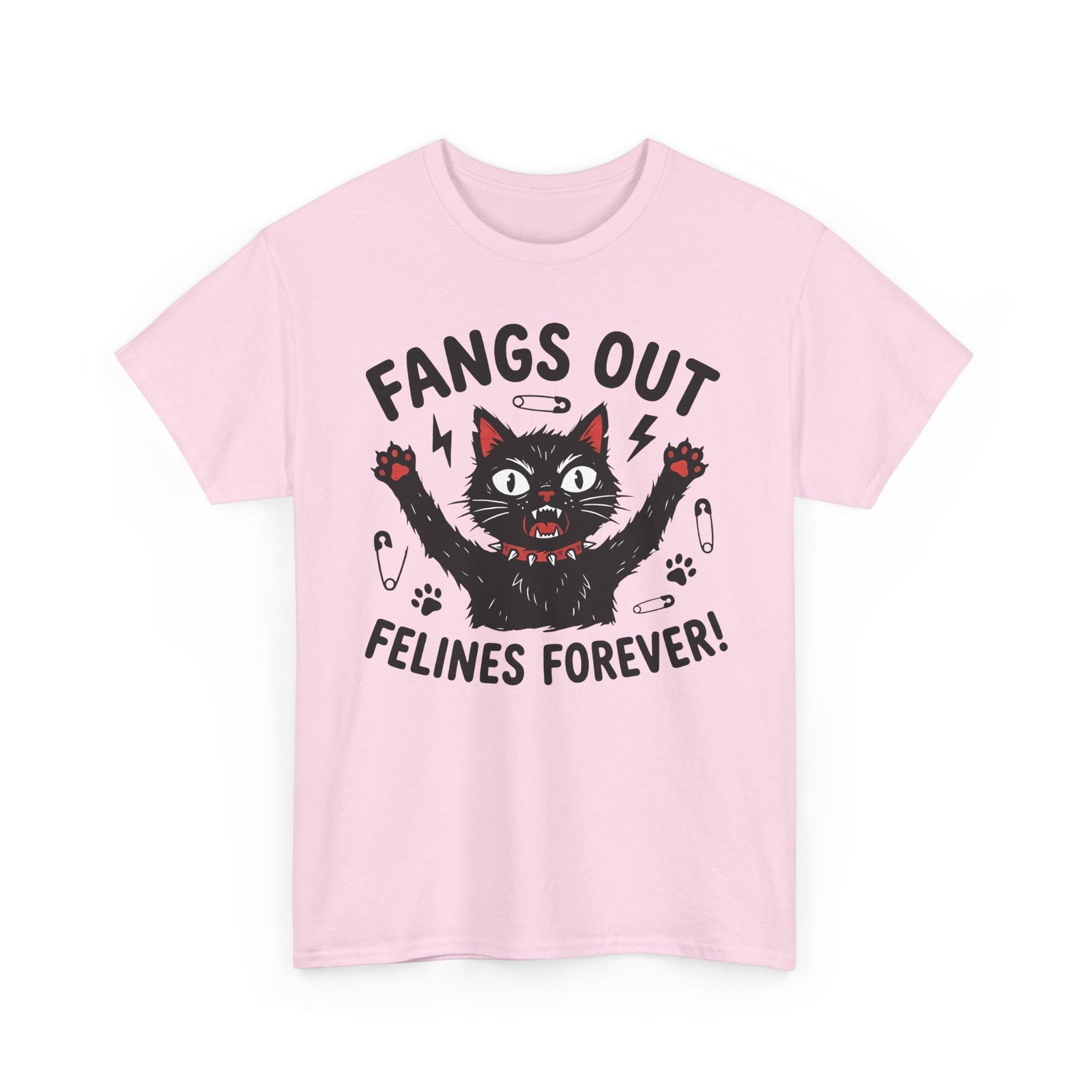 Fangs Out Felines Forever Tee — Cat Lover Graphic T‑Shirt