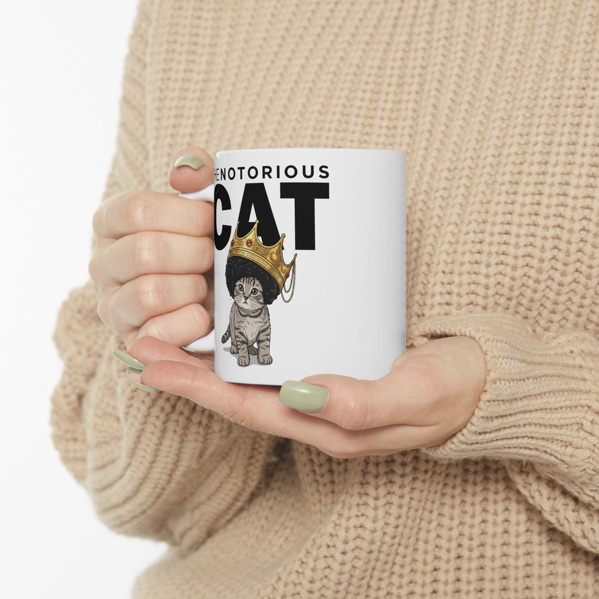 Notorious Cat Ceramic Mug — Cute Kitten with Crown Graphic