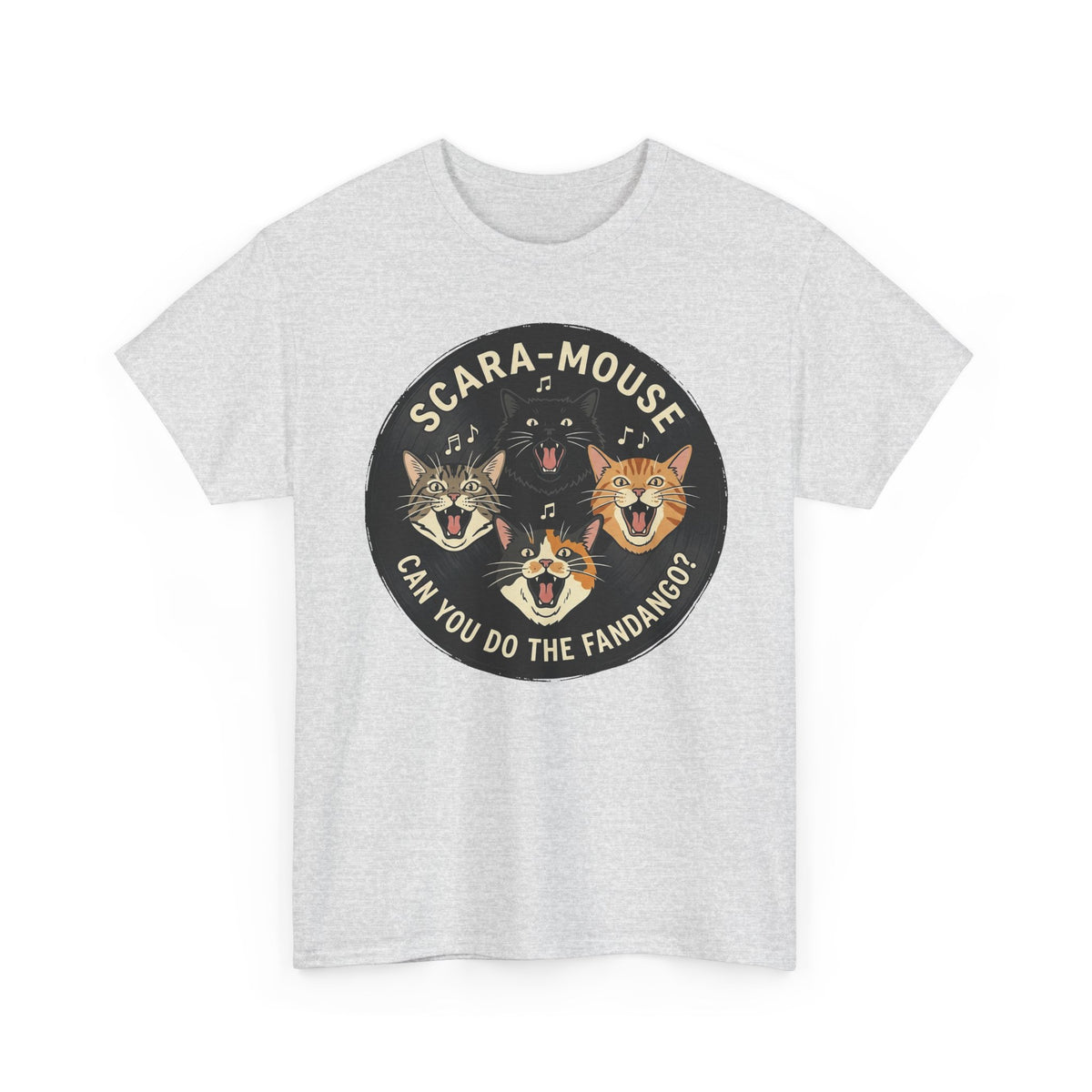 Scaramouse Cat Band Tee “Scara-Mouse: Can You Do the Fandango?” Vintage Rock Cat T-Shirt