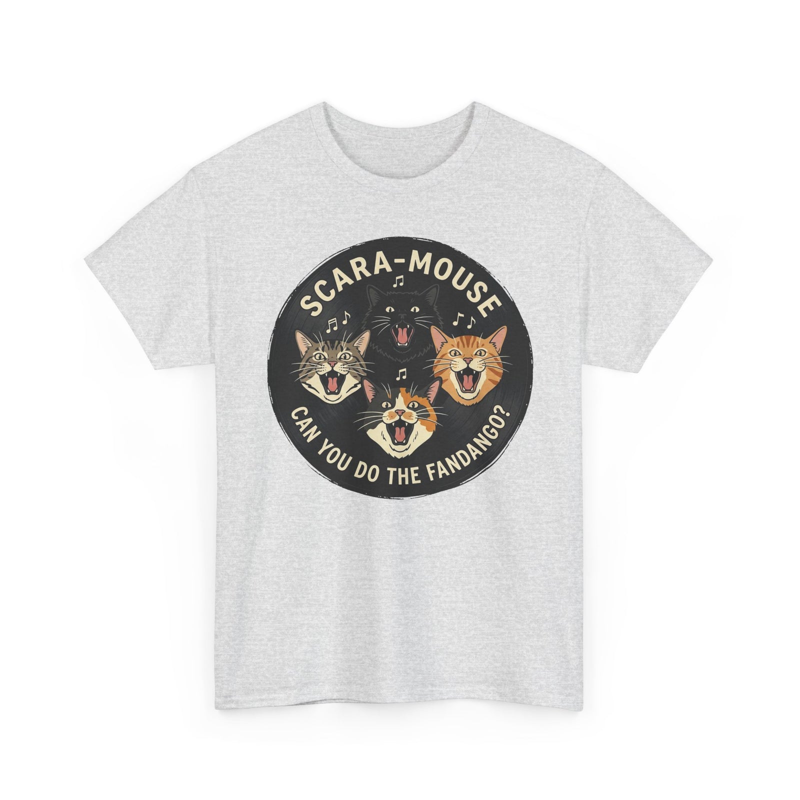 Scaramouse Cat Band Tee “Scara-Mouse: Can You Do the Fandango?” Vintage Rock Cat T-Shirt