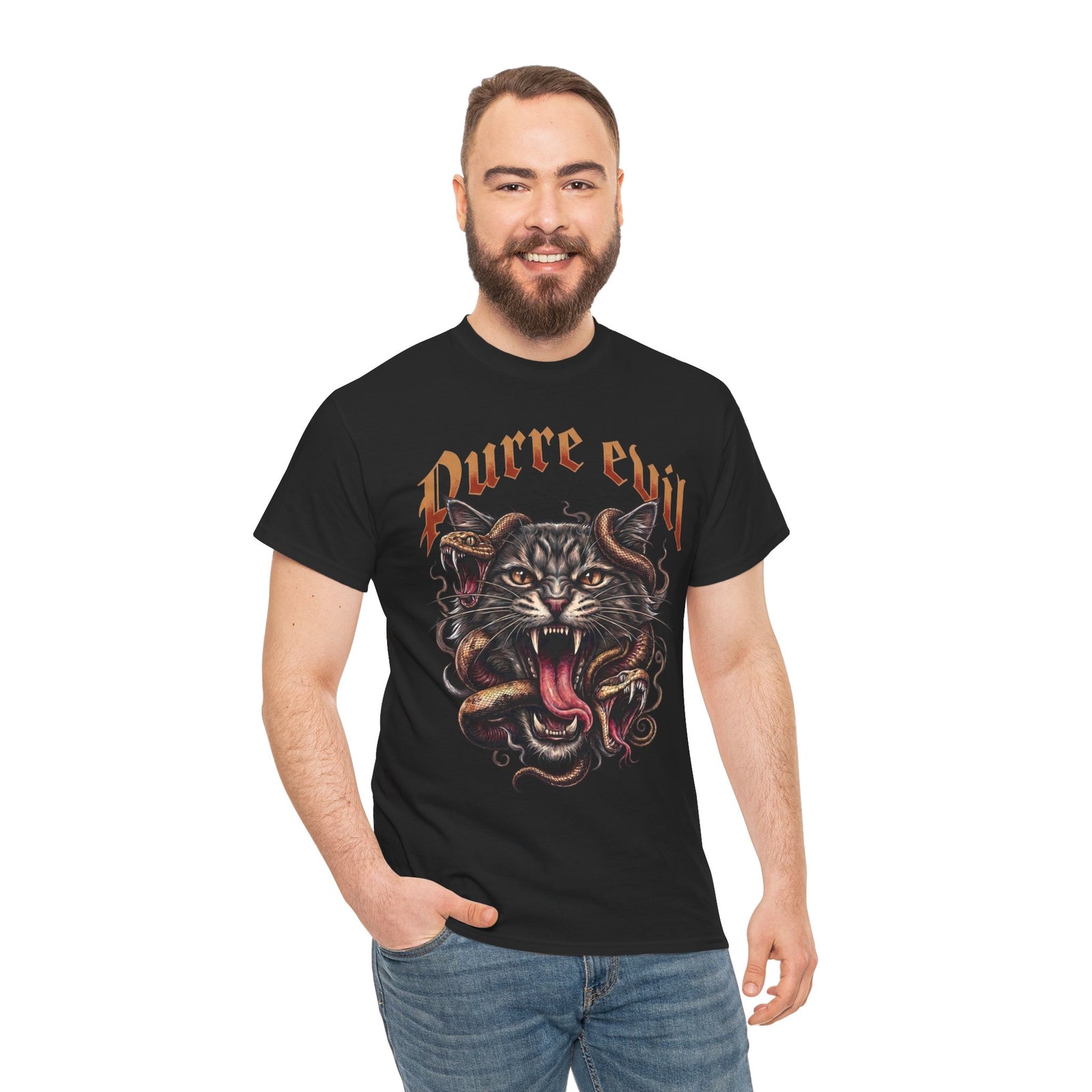 Purre Evil T-Shirt — Funny Heavy Metal Cat Snake Gothic Tee
