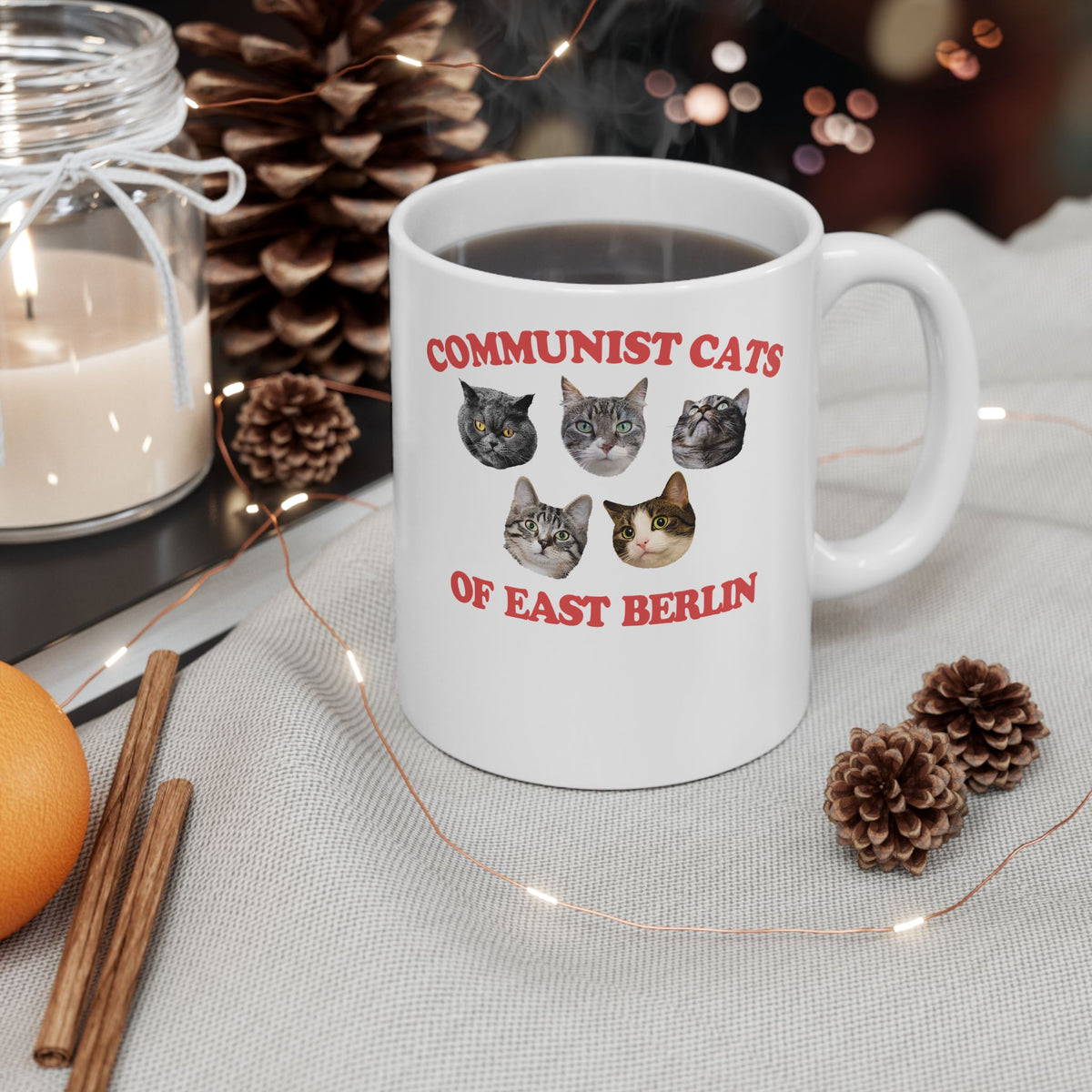 Communist Cats of East Berlin Ceramic Mug — Retro Socialist Cat Mug