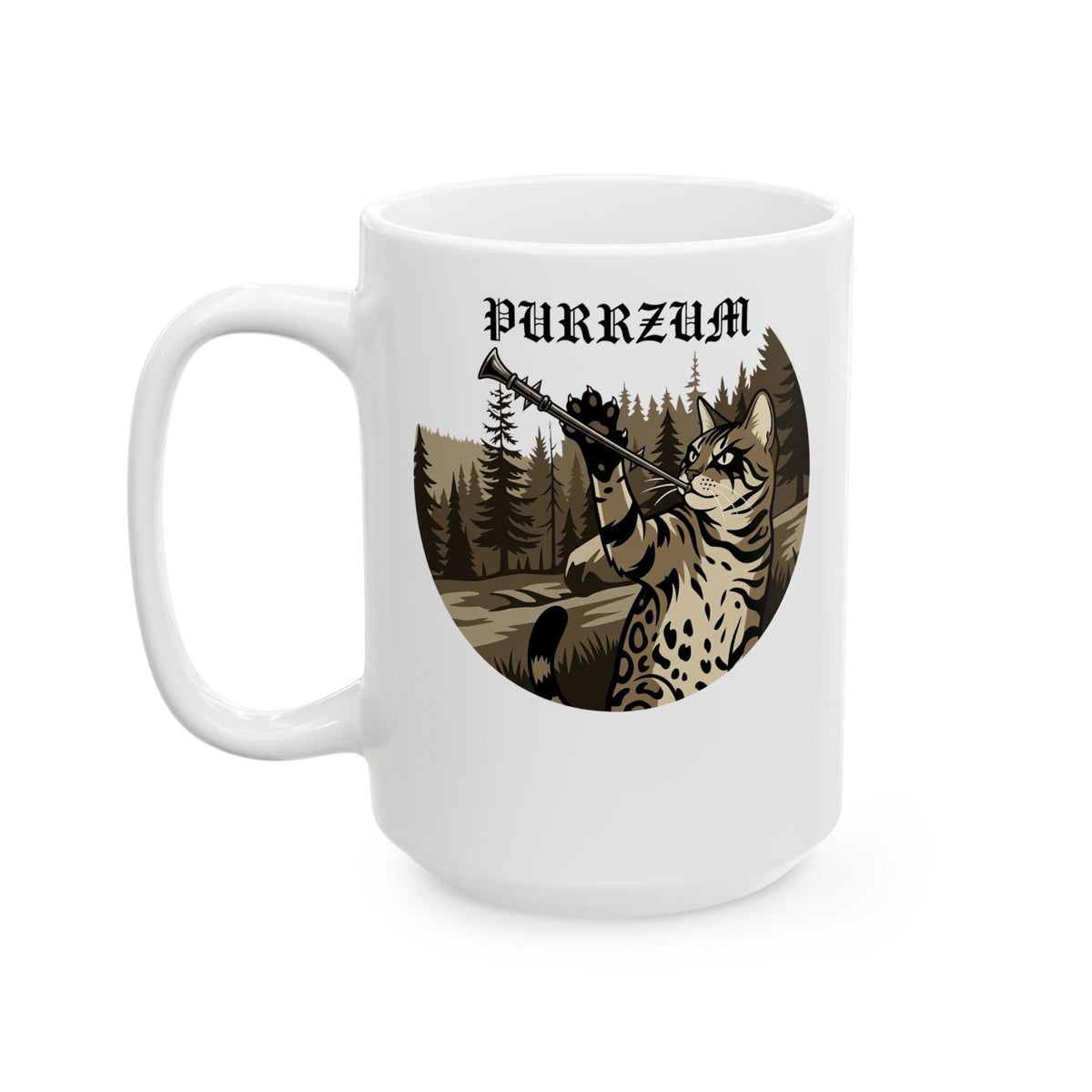 Funny Black Metal Cat Mug | Purrzum Corpse Paint Ceramic Mug