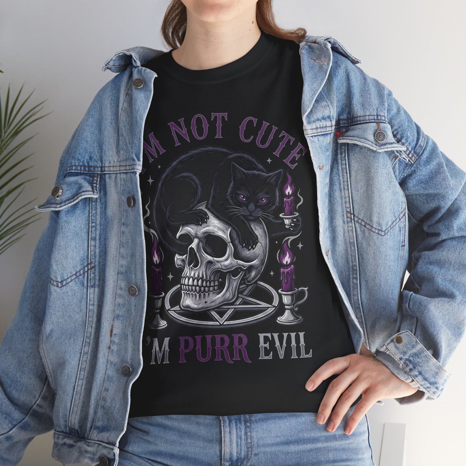 I'm Not Cute I'm Purr Evil T-Shirt – Gothic Cat Skull Tee
