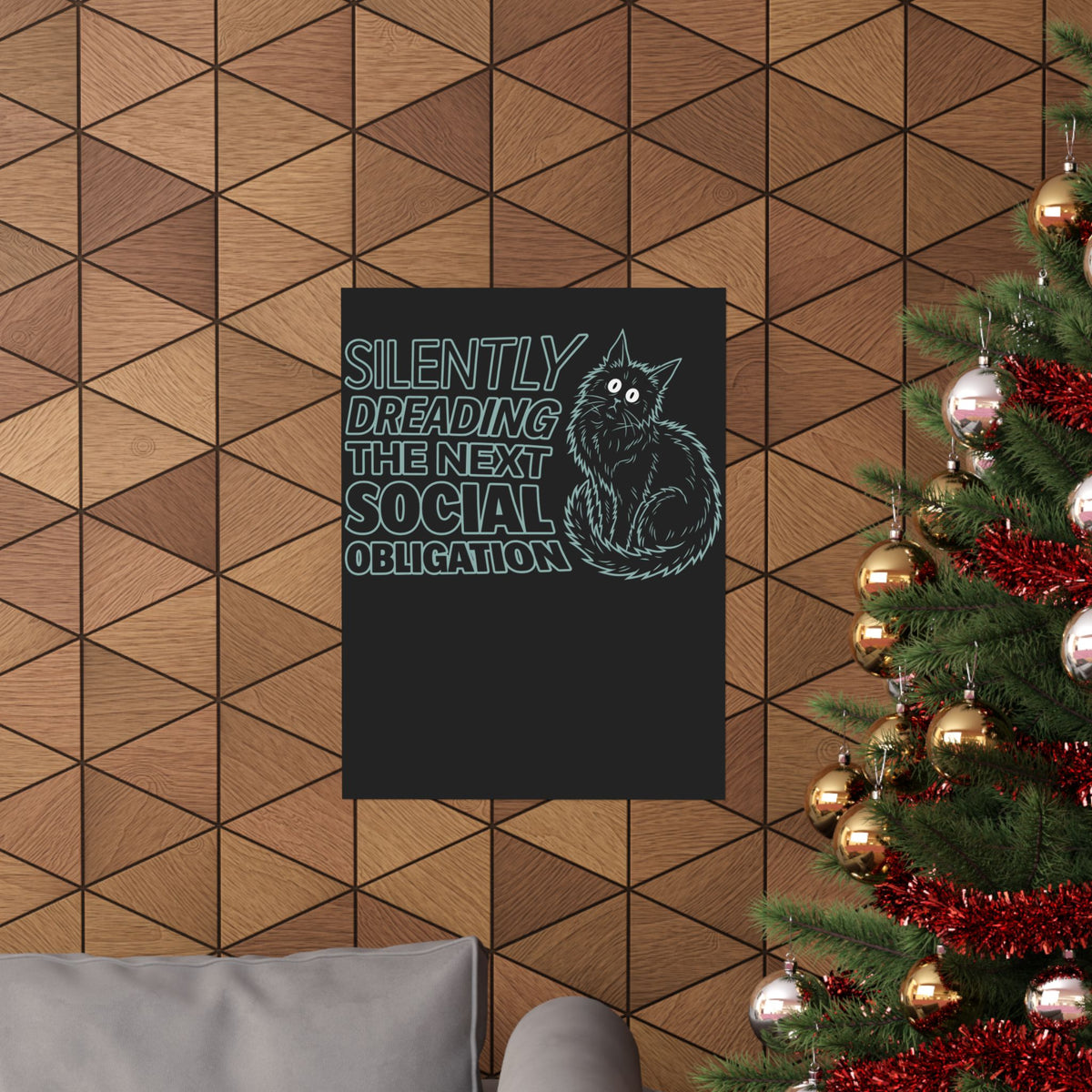Introvert Cat Poster — "Silently Dreading the Next Social Obligation"