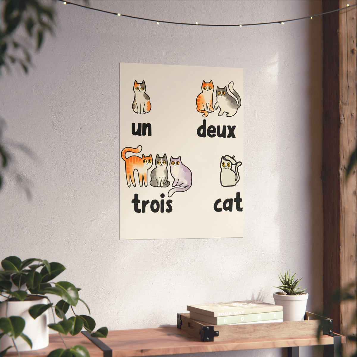 Un Deux Trois Cat Poster — Cute French Cat Graphic Poster