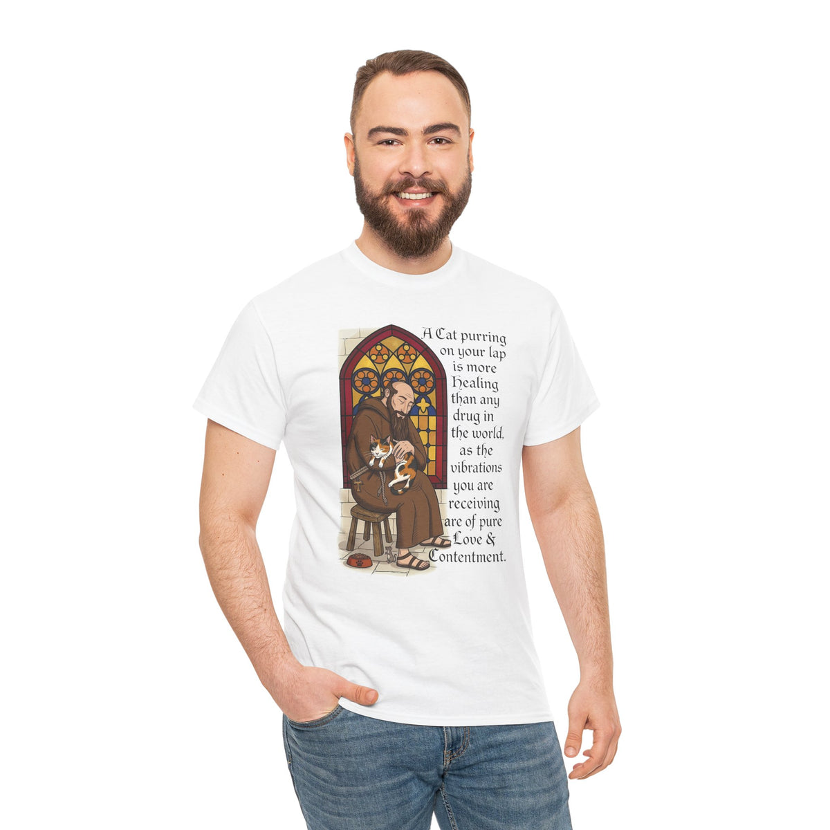 Saint Anthony the Abbot T-Shirt — Patron Saint of Animals with Cats Graphic