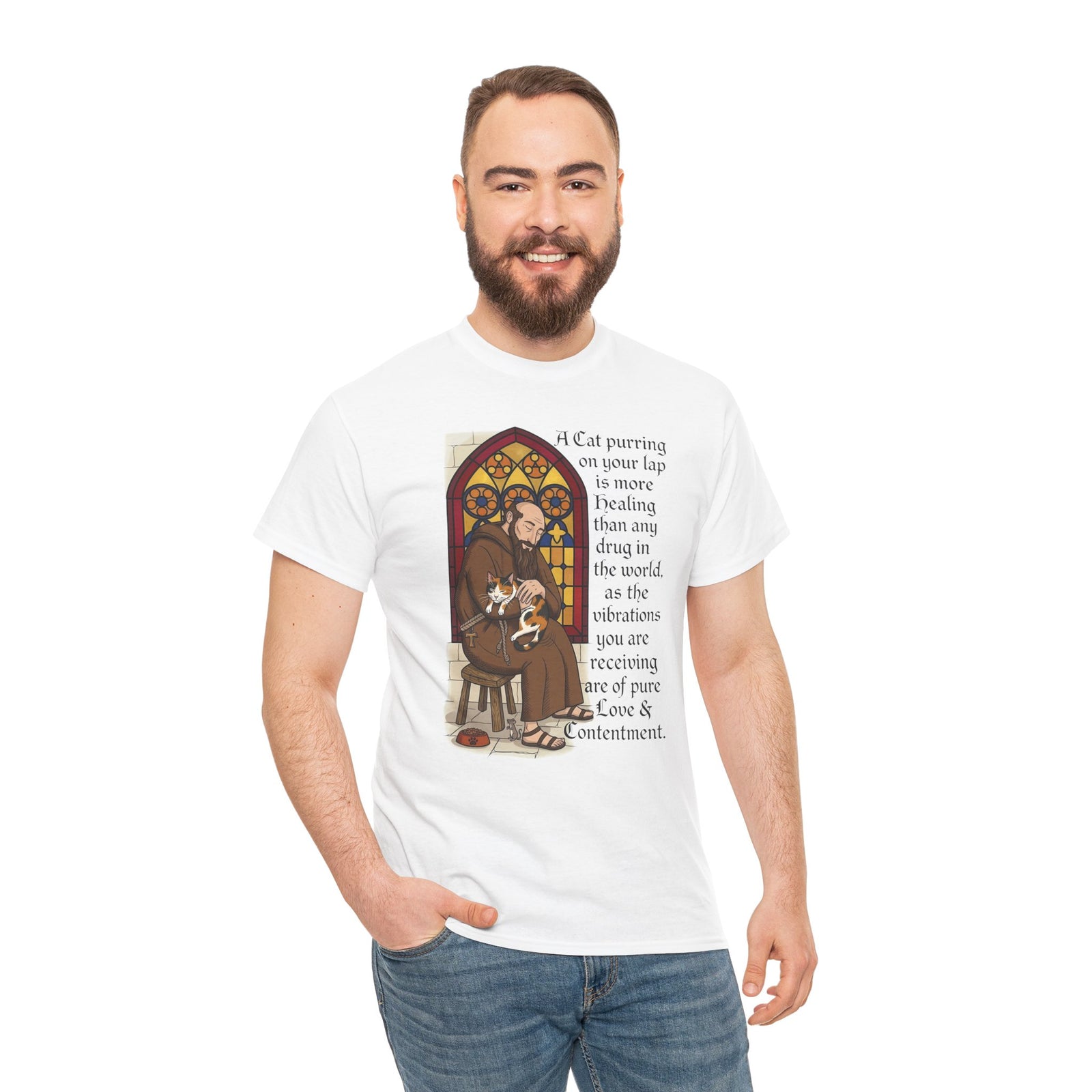 Saint Anthony the Abbot T-Shirt — Patron Saint of Animals with Cats Graphic
