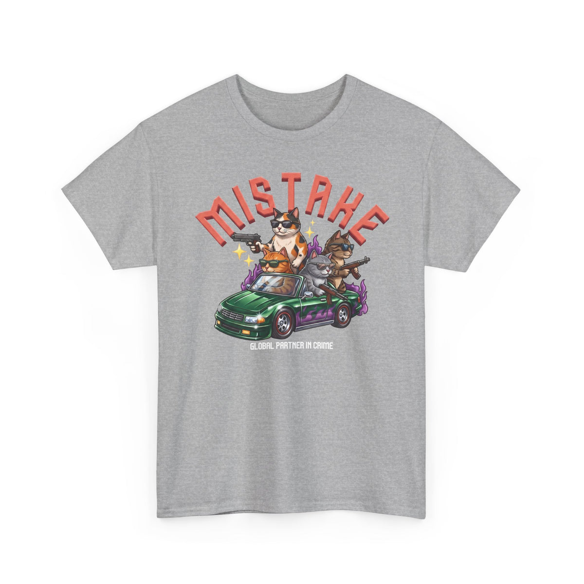 Mistake Global Partner In Crime T-Shirt — Funny Gangster Cat Convertible Tee